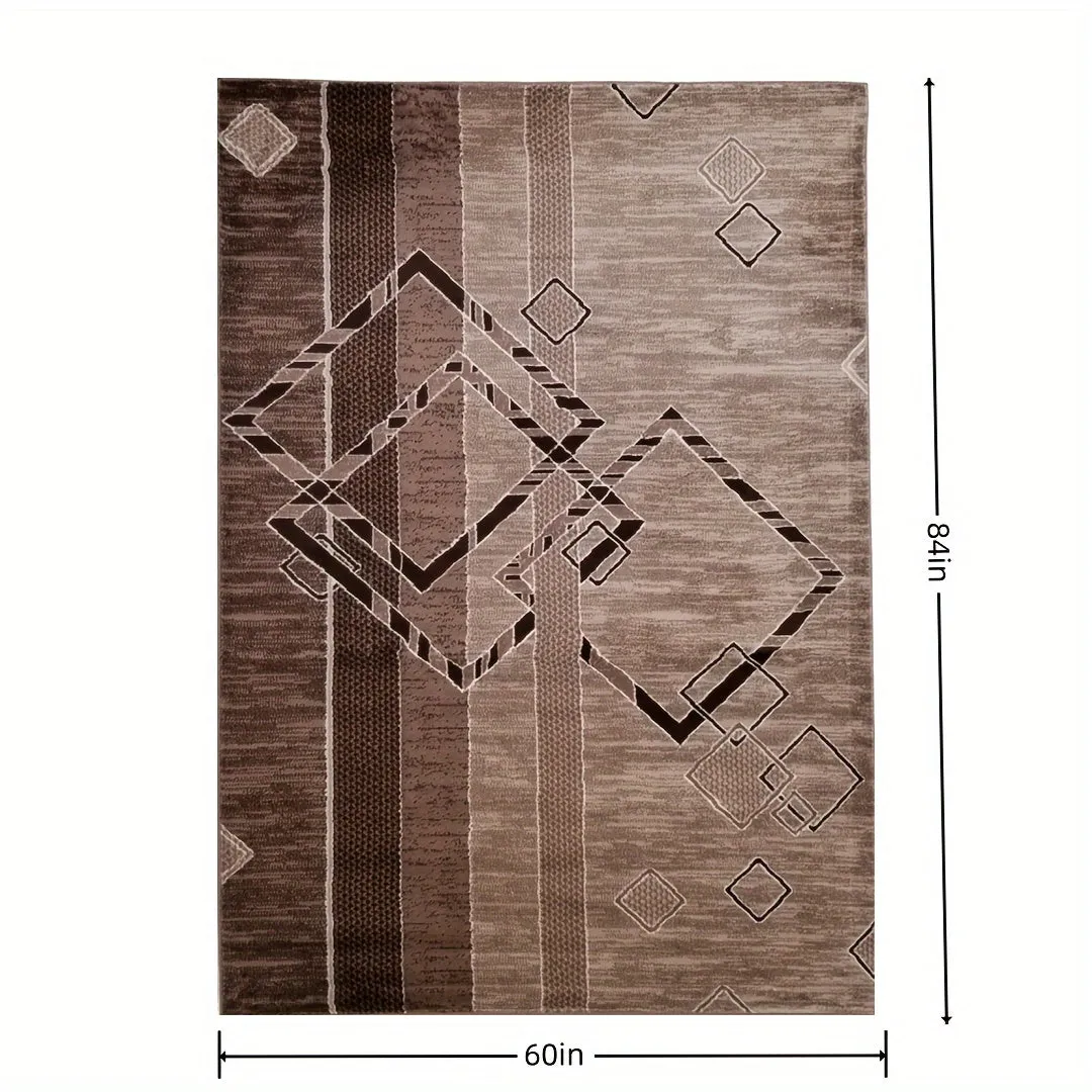 120 * 84 Inch Carpet, Living Room, Bedroom, Study, Terrace Floor Carpet, Brown Grid Pattern Style, Rectangular Carpet With Exquisite Modern Design Imported From Türkiye, Furniture Decoration, New House Decoration, Housewarming Holiday Gift