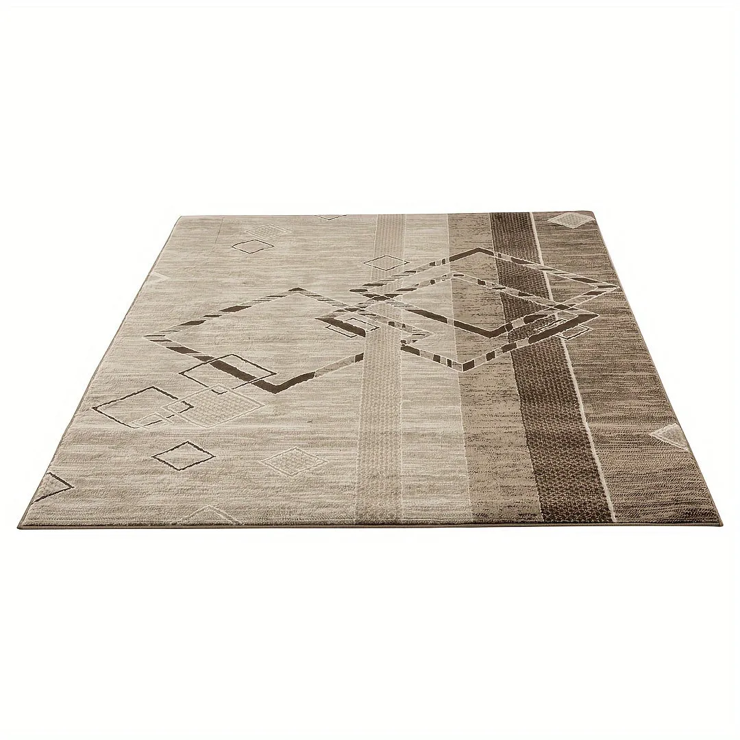 120 * 84 Inch Carpet, Living Room, Bedroom, Study, Terrace Floor Carpet, Brown Grid Pattern Style, Rectangular Carpet With Exquisite Modern Design Imported From Türkiye, Furniture Decoration, New House Decoration, Housewarming Holiday Gift