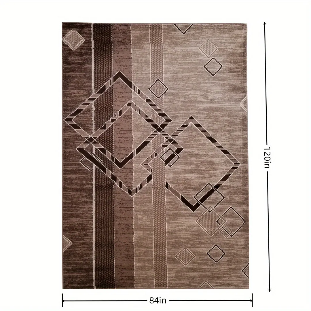 120 * 84 Inch Carpet, Living Room, Bedroom, Study, Terrace Floor Carpet, Brown Grid Pattern Style, Rectangular Carpet With Exquisite Modern Design Imported From Türkiye, Furniture Decoration, New House Decoration, Housewarming Holiday Gift