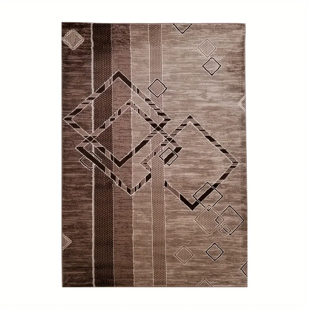 120 * 84 Inch Carpet, Living Room, Bedroom, Study, Terrace Floor Carpet, Brown Grid Pattern Style, Rectangular Carpet With Exquisite Modern Design Imported From Türkiye, Furniture Decoration, New House Decoration, Housewarming Holiday Gift
