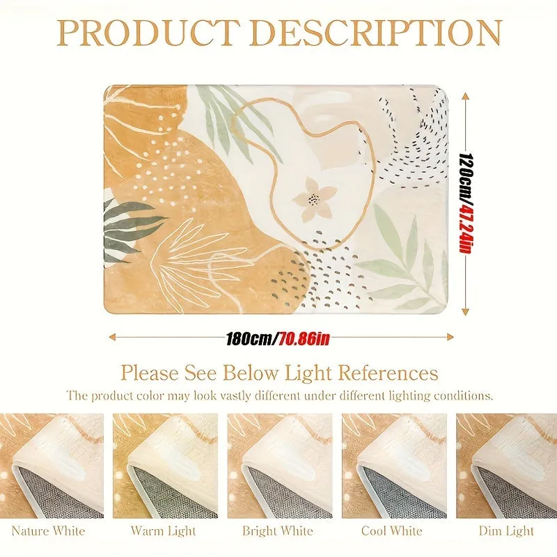 1pc-180x120 Cm/70.86×47.24" Floor Mat, RV Camping Rug, RV Interior Rug, Home Cute Soft Rug, Taupe Plant Print Interior Rug