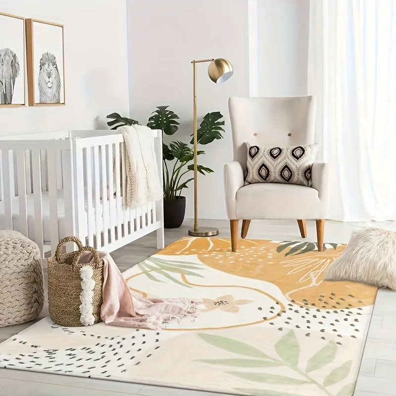 1pc-180x120 Cm/70.86×47.24" Floor Mat, RV Camping Rug, RV Interior Rug, Home Cute Soft Rug, Taupe Plant Print Interior Rug
