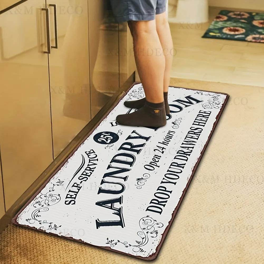 1pc Extra-Large Non-Slip Waterproof Runner Rug - Doormat for Laundry, Kitchen, Bathroom - Washable, Dirt-Resistant, Entrance Mat with Anti-Slip Backing - 24x71in - Easy to Clean, Pet-Friendly, and Perfect for High-Traffic Areas