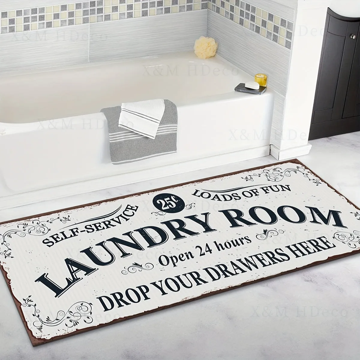 1pc Extra-Large Non-Slip Waterproof Runner Rug - Doormat for Laundry, Kitchen, Bathroom - Washable, Dirt-Resistant, Entrance Mat with Anti-Slip Backing - 24x71in - Easy to Clean, Pet-Friendly, and Perfect for High-Traffic Areas