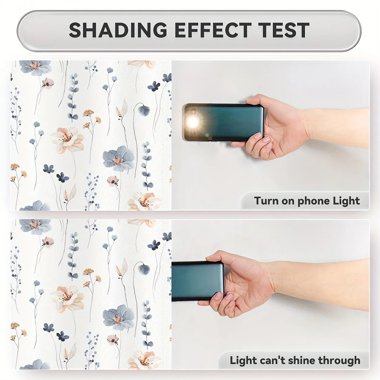 2Panels Flowers 100% Blackout Curtains, Chic Blue Flower Curtains, Top Ring Hanging, Sunscreen Insulation Shading Thick Noise Reduction Film Coated Shading Curtains, Deep Sleep Curtains, For The Bedroom Living Room Balcony Home Decoration