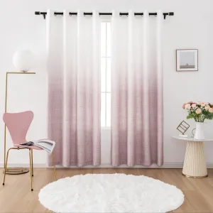 2PCS Tie Dye Gradient Blackout Curtains with Grommets, UV-Resistant, Machine Washable, Garden Style High Precision Fabric, Pastoral Theme Room Darkening Panels for Living Room and Bedroom Decoration - 300-350gsm Polyester
