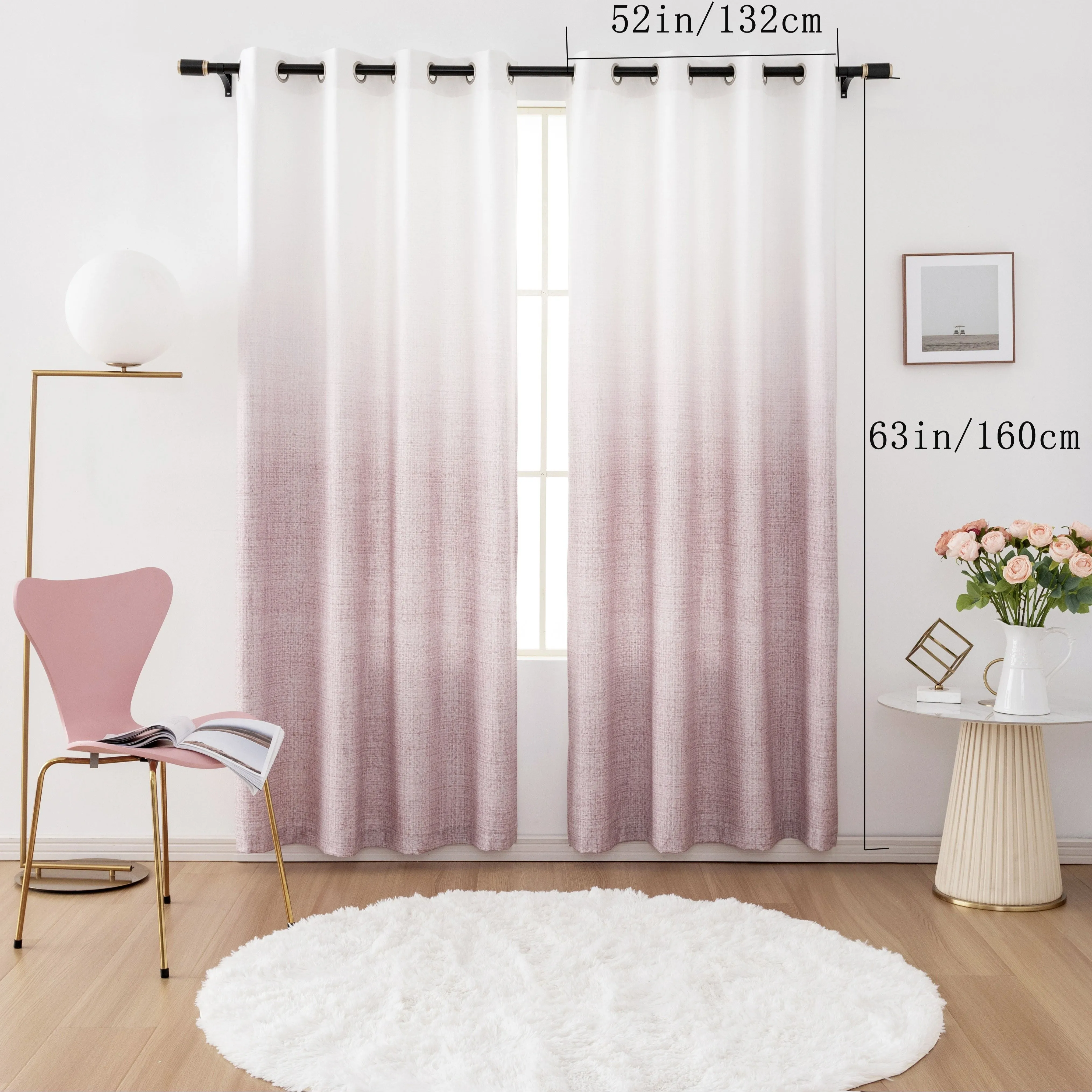 2PCS Tie Dye Gradient Blackout Curtains with Grommets, UV-Resistant, Machine Washable, Garden Style High Precision Fabric, Pastoral Theme Room Darkening Panels for Living Room and Bedroom Decoration - 300-350gsm Polyester