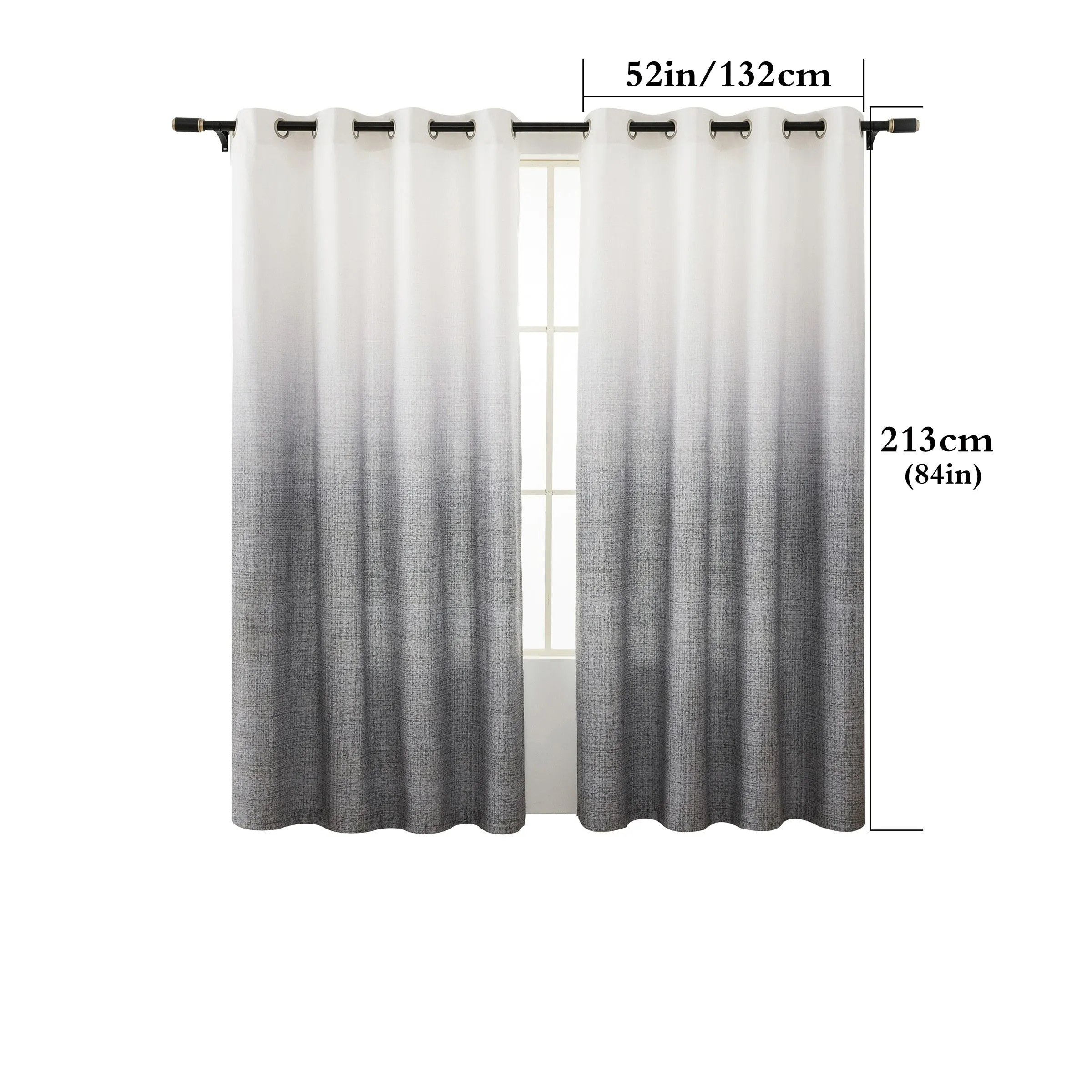 2PCS Tie Dye Gradient Blackout Curtains with Grommets, UV-Resistant, Machine Washable, Garden Style High Precision Fabric, Pastoral Theme Room Darkening Panels for Living Room and Bedroom Decoration - 300-350gsm Polyester