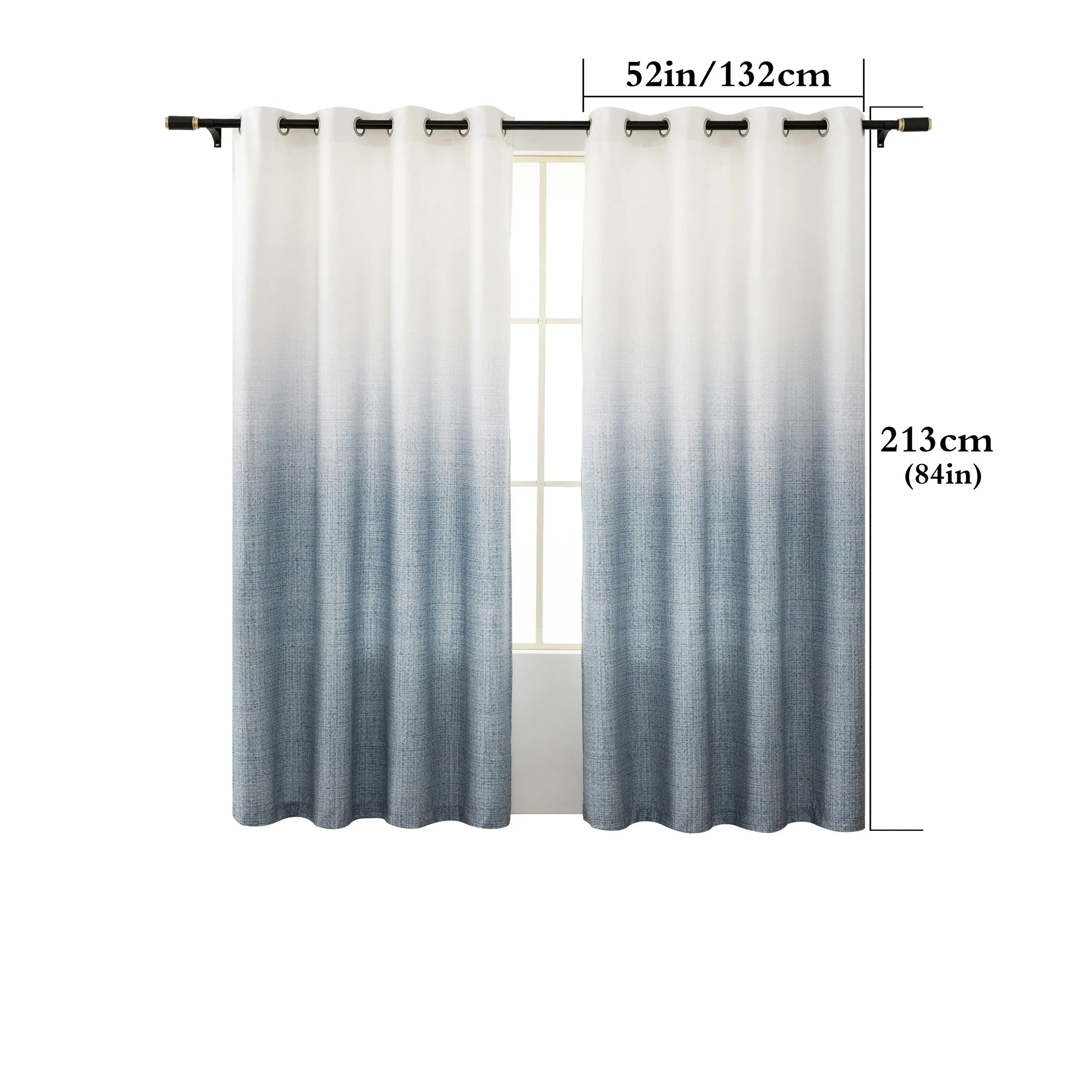 2PCS Tie Dye Gradient Blackout Curtains with Grommets, UV-Resistant, Machine Washable, Garden Style High Precision Fabric, Pastoral Theme Room Darkening Panels for Living Room and Bedroom Decoration - 300-350gsm Polyester