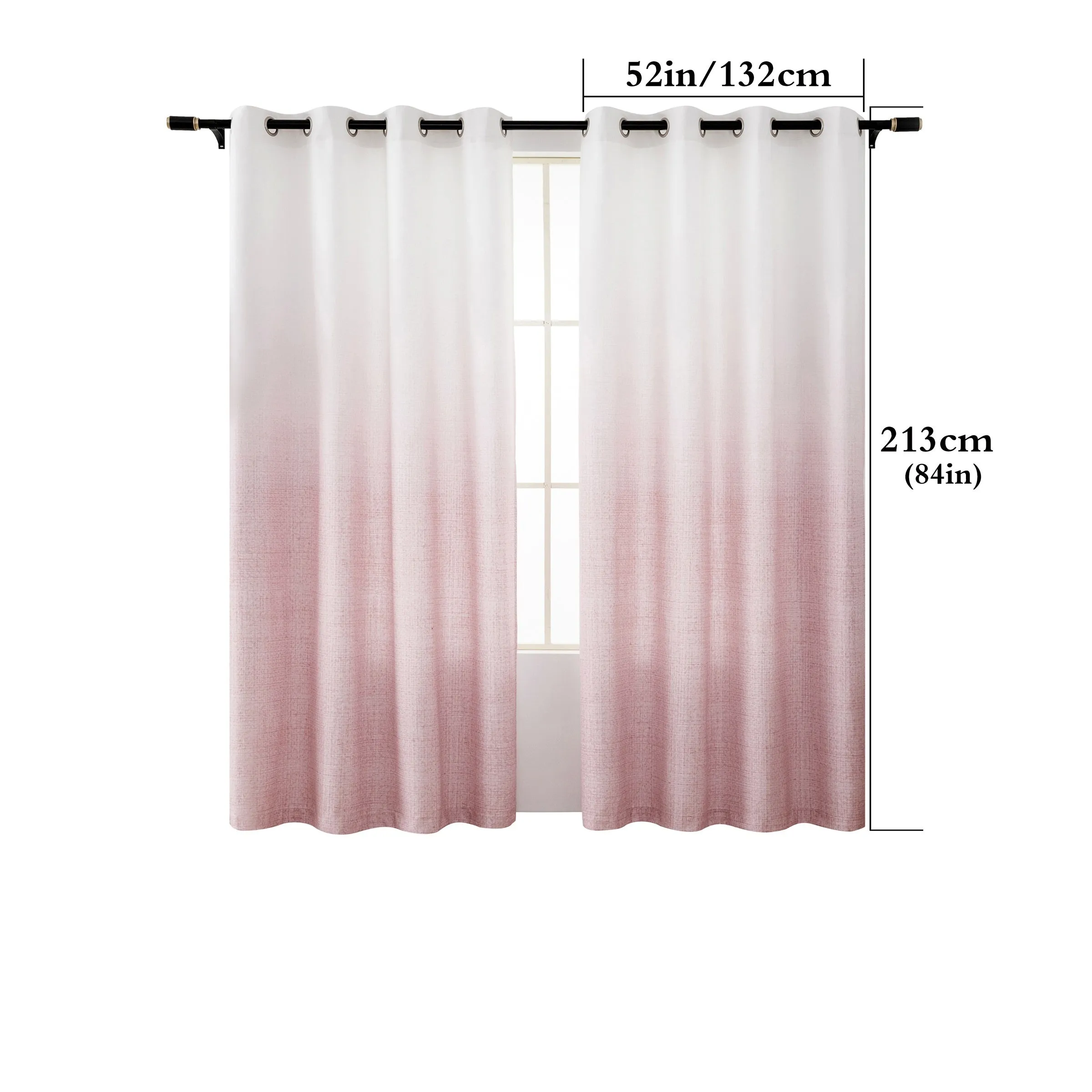 2PCS Tie Dye Gradient Blackout Curtains with Grommets, UV-Resistant, Machine Washable, Garden Style High Precision Fabric, Pastoral Theme Room Darkening Panels for Living Room and Bedroom Decoration - 300-350gsm Polyester