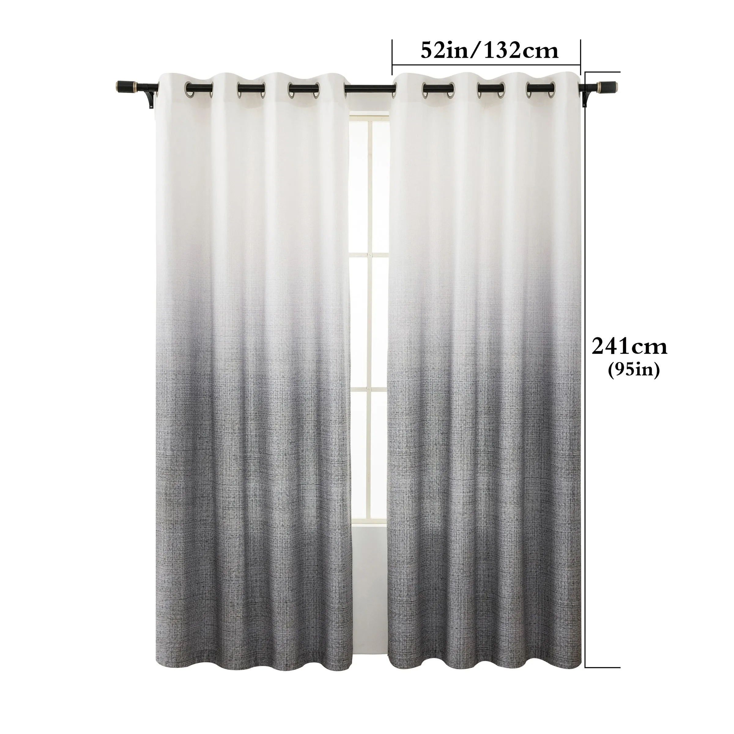 2PCS Tie Dye Gradient Blackout Curtains with Grommets, UV-Resistant, Machine Washable, Garden Style High Precision Fabric, Pastoral Theme Room Darkening Panels for Living Room and Bedroom Decoration - 300-350gsm Polyester