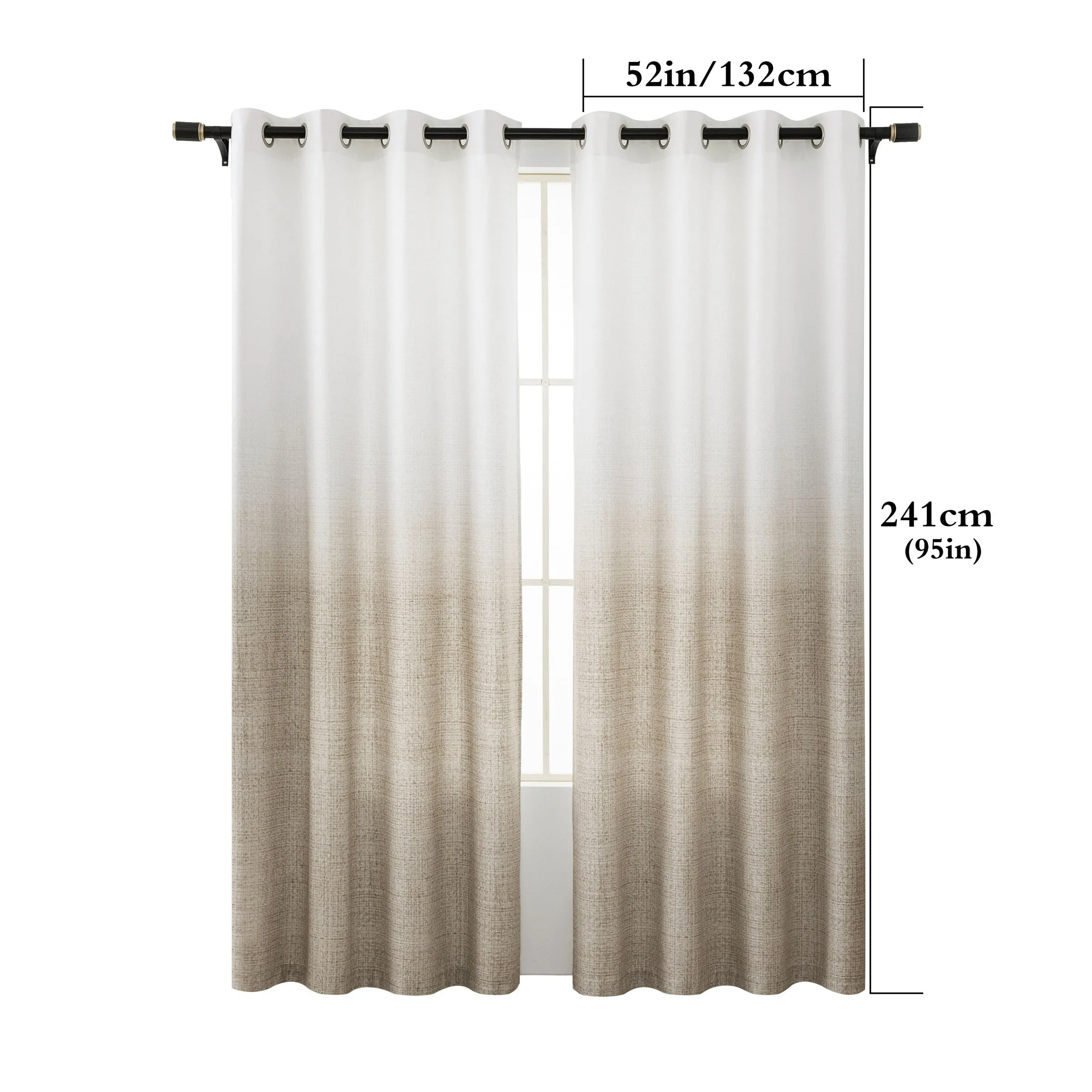 2PCS Tie Dye Gradient Blackout Curtains with Grommets, UV-Resistant, Machine Washable, Garden Style High Precision Fabric, Pastoral Theme Room Darkening Panels for Living Room and Bedroom Decoration - 300-350gsm Polyester