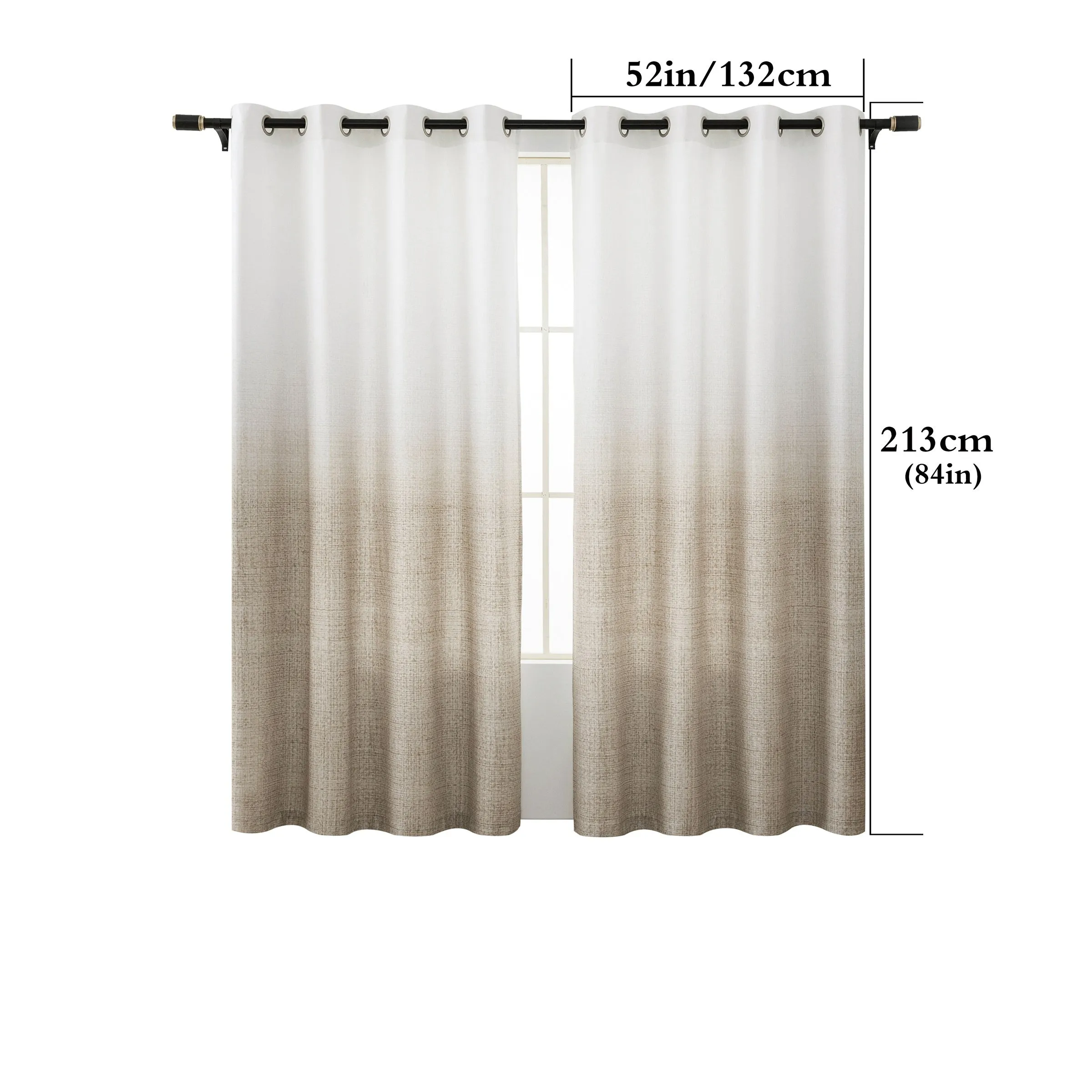 2PCS Tie Dye Gradient Blackout Curtains with Grommets, UV-Resistant, Machine Washable, Garden Style High Precision Fabric, Pastoral Theme Room Darkening Panels for Living Room and Bedroom Decoration - 300-350gsm Polyester