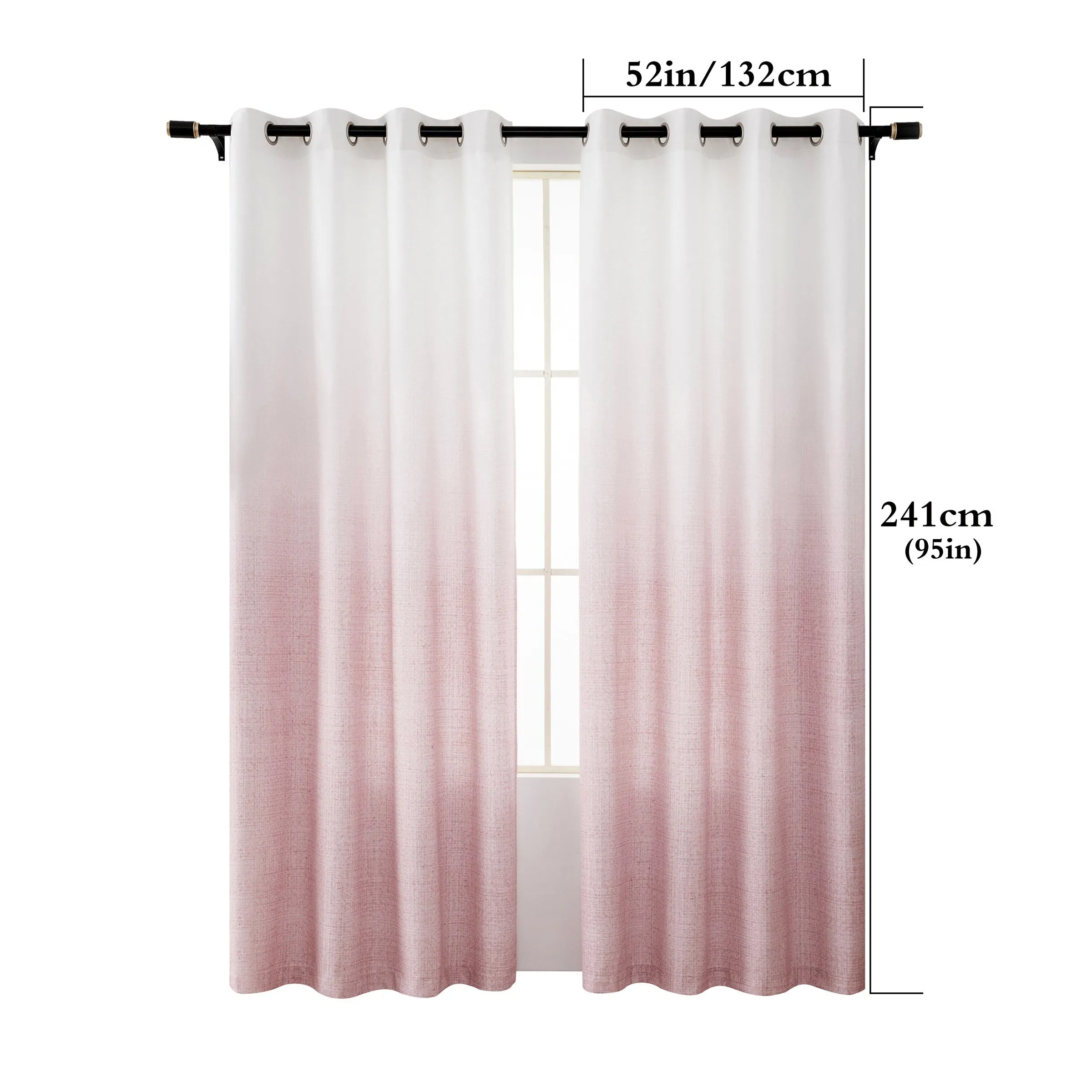 2PCS Tie Dye Gradient Blackout Curtains with Grommets, UV-Resistant, Machine Washable, Garden Style High Precision Fabric, Pastoral Theme Room Darkening Panels for Living Room and Bedroom Decoration - 300-350gsm Polyester