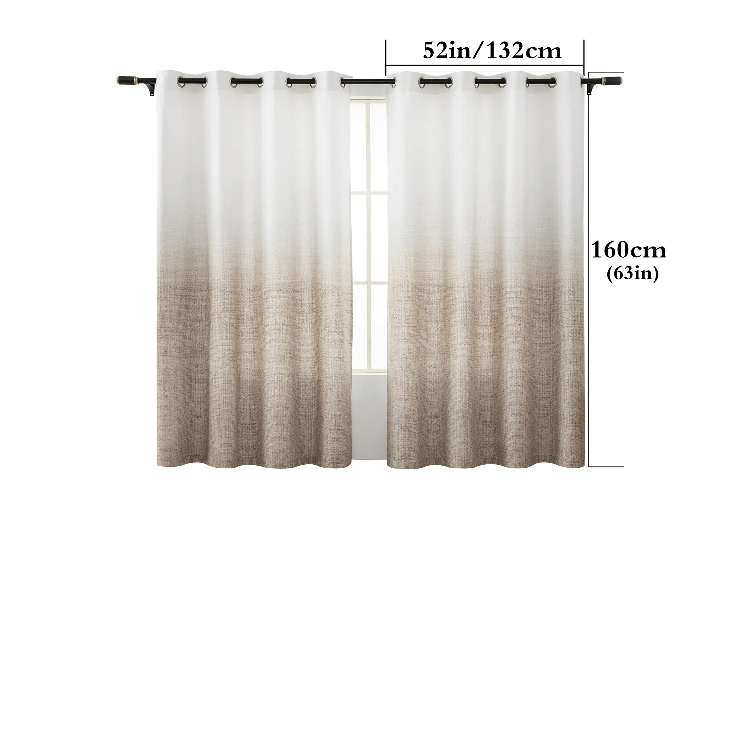 2PCS Tie Dye Gradient Blackout Curtains with Grommets, UV-Resistant, Machine Washable, Garden Style High Precision Fabric, Pastoral Theme Room Darkening Panels for Living Room and Bedroom Decoration - 300-350gsm Polyester