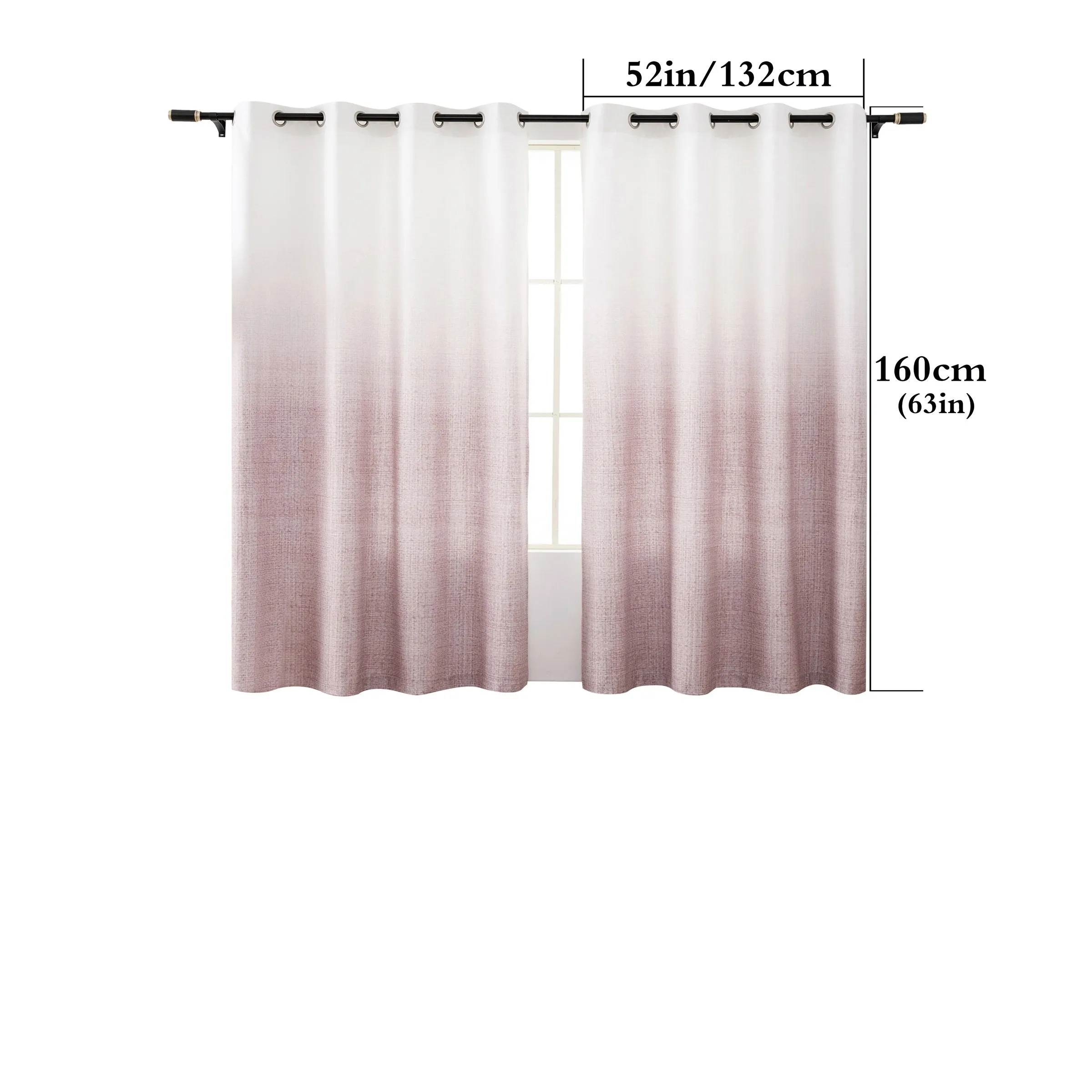 2PCS Tie Dye Gradient Blackout Curtains with Grommets, UV-Resistant, Machine Washable, Garden Style High Precision Fabric, Pastoral Theme Room Darkening Panels for Living Room and Bedroom Decoration - 300-350gsm Polyester