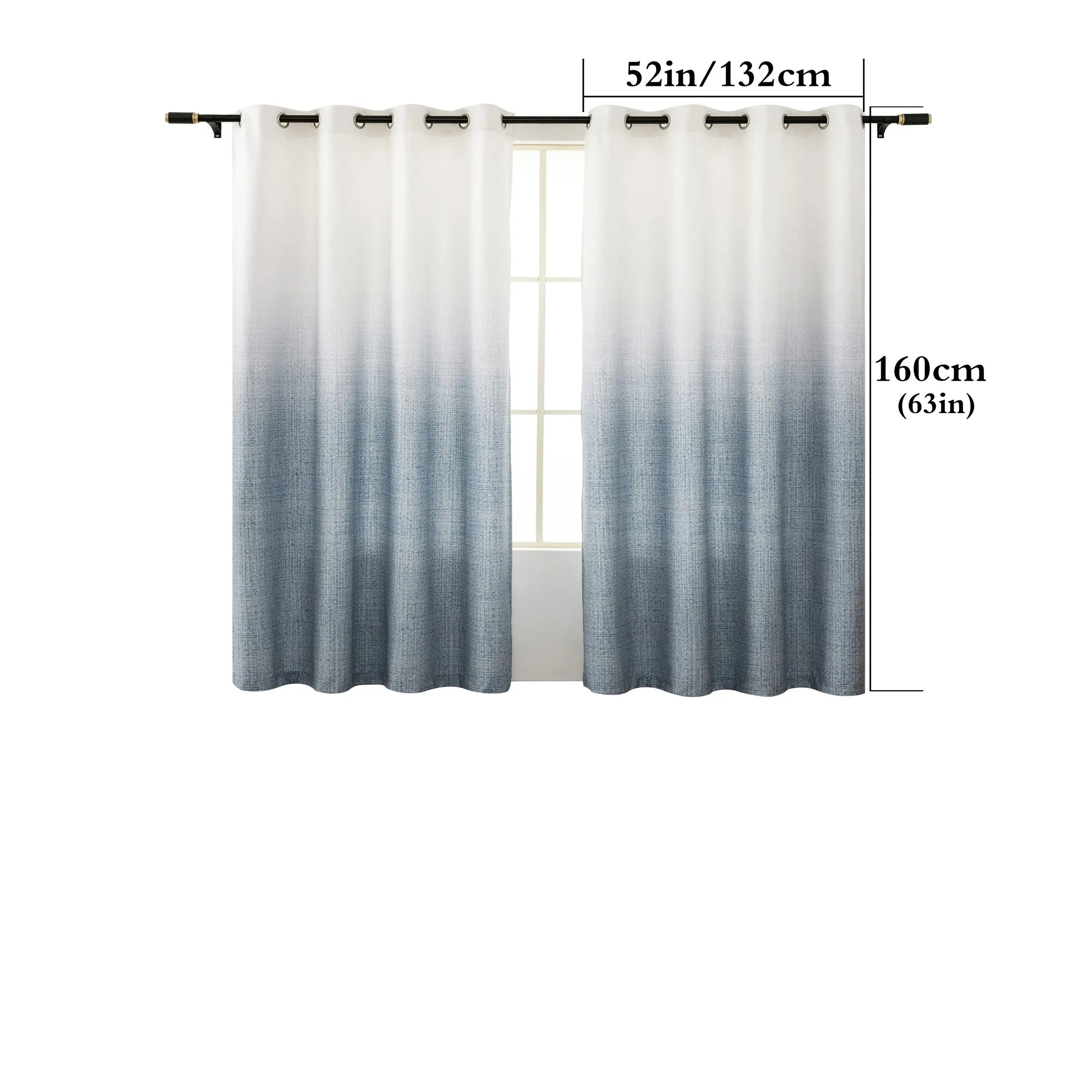 2PCS Tie Dye Gradient Blackout Curtains with Grommets, UV-Resistant, Machine Washable, Garden Style High Precision Fabric, Pastoral Theme Room Darkening Panels for Living Room and Bedroom Decoration - 300-350gsm Polyester