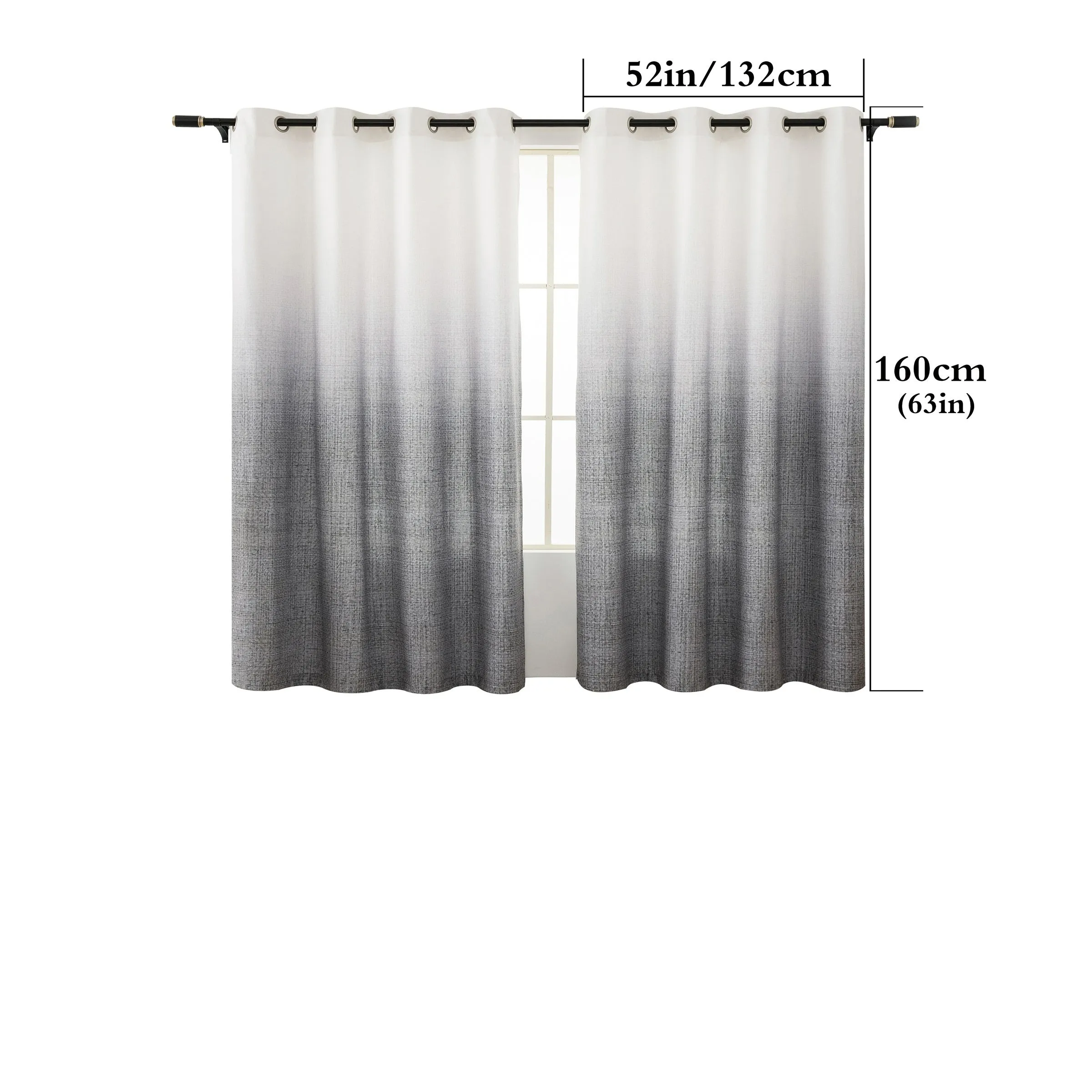 2PCS Tie Dye Gradient Blackout Curtains with Grommets, UV-Resistant, Machine Washable, Garden Style High Precision Fabric, Pastoral Theme Room Darkening Panels for Living Room and Bedroom Decoration - 300-350gsm Polyester