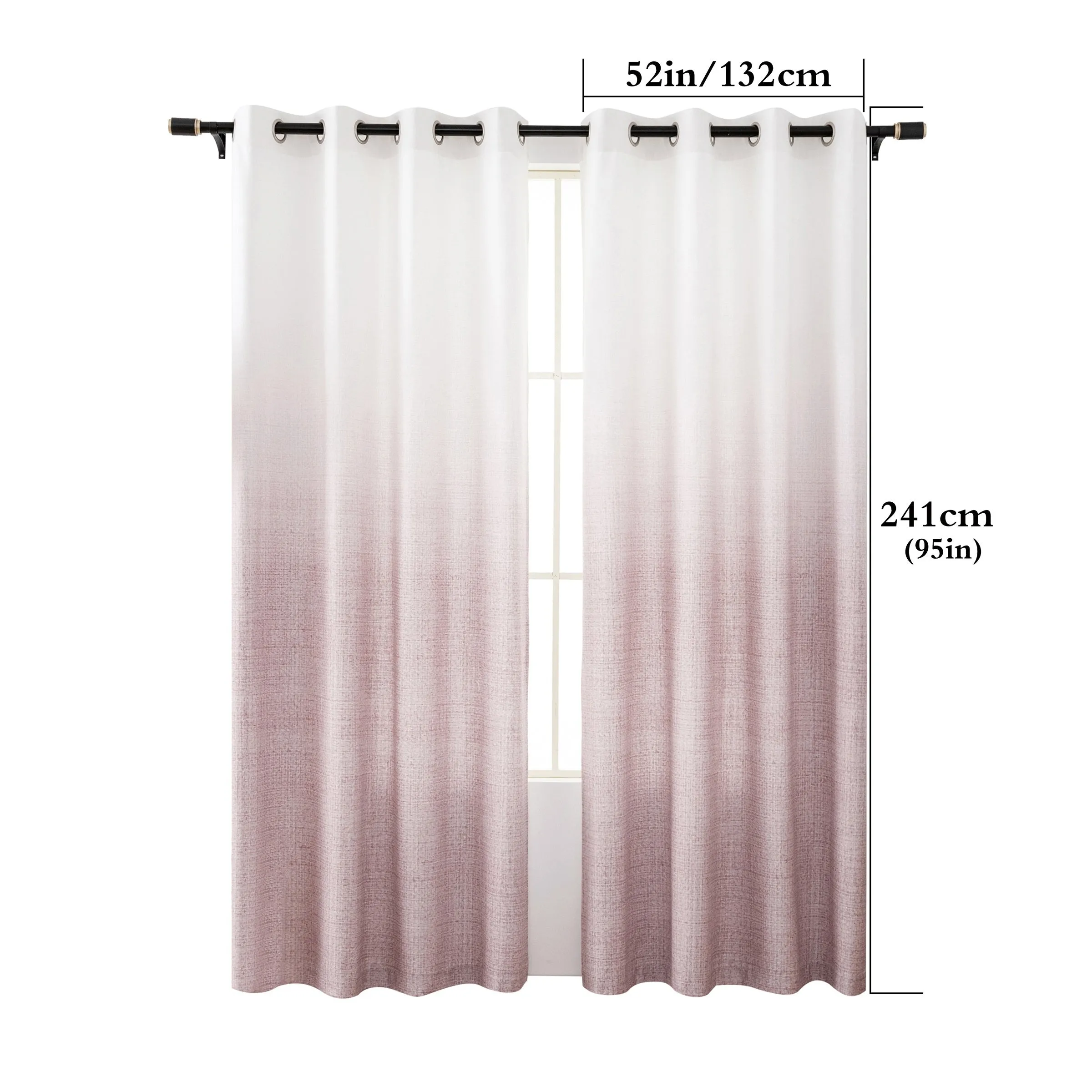 2PCS Tie Dye Gradient Blackout Curtains with Grommets, UV-Resistant, Machine Washable, Garden Style High Precision Fabric, Pastoral Theme Room Darkening Panels for Living Room and Bedroom Decoration - 300-350gsm Polyester