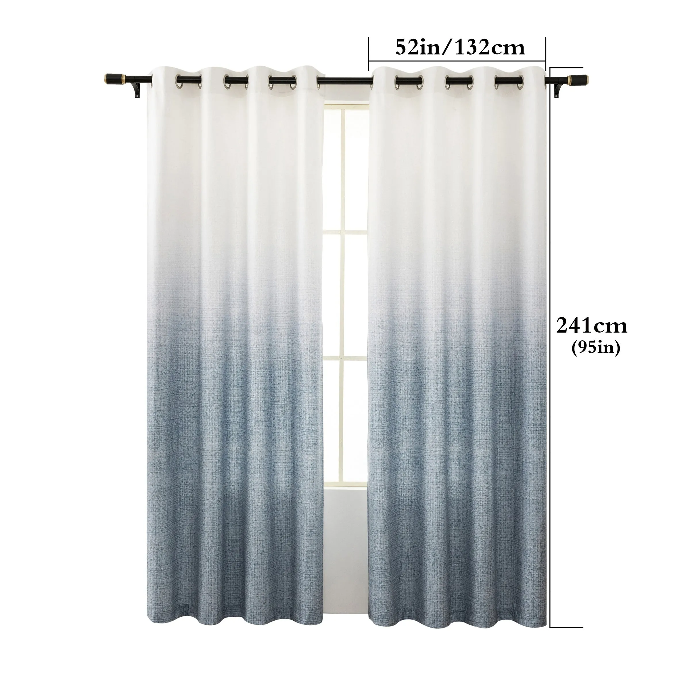 2PCS Tie Dye Gradient Blackout Curtains with Grommets, UV-Resistant, Machine Washable, Garden Style High Precision Fabric, Pastoral Theme Room Darkening Panels for Living Room and Bedroom Decoration - 300-350gsm Polyester