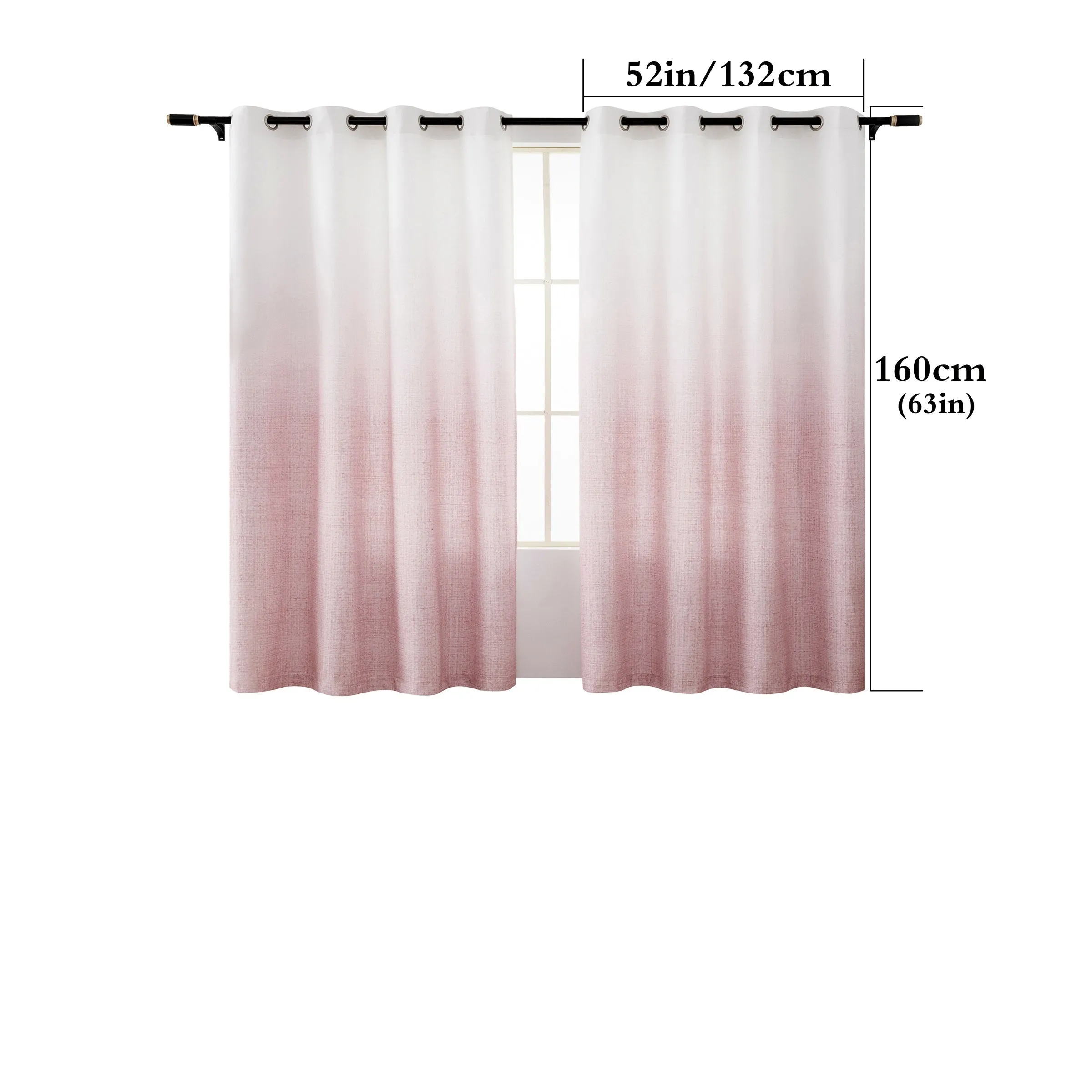 2PCS Tie Dye Gradient Blackout Curtains with Grommets, UV-Resistant, Machine Washable, Garden Style High Precision Fabric, Pastoral Theme Room Darkening Panels for Living Room and Bedroom Decoration - 300-350gsm Polyester