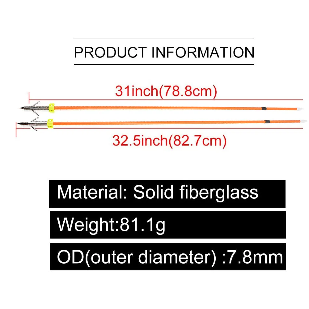 🎯32'' Bow Archery Fishing Arrows for Anglers Hunter