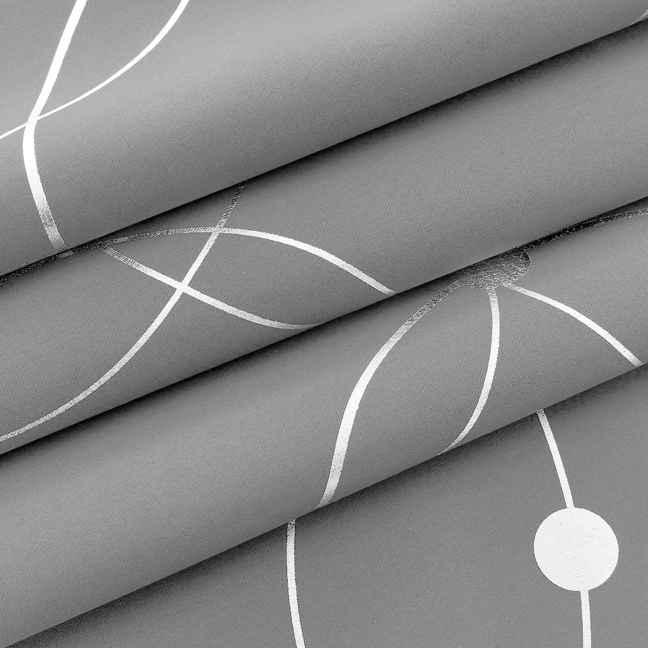 4 Blackout Curtains With Perforated Top Window Treatment, Perfect For Ultra Wide Windows, Triple Weave Design, With Circular And Circular Dots, Used For Bedrooms