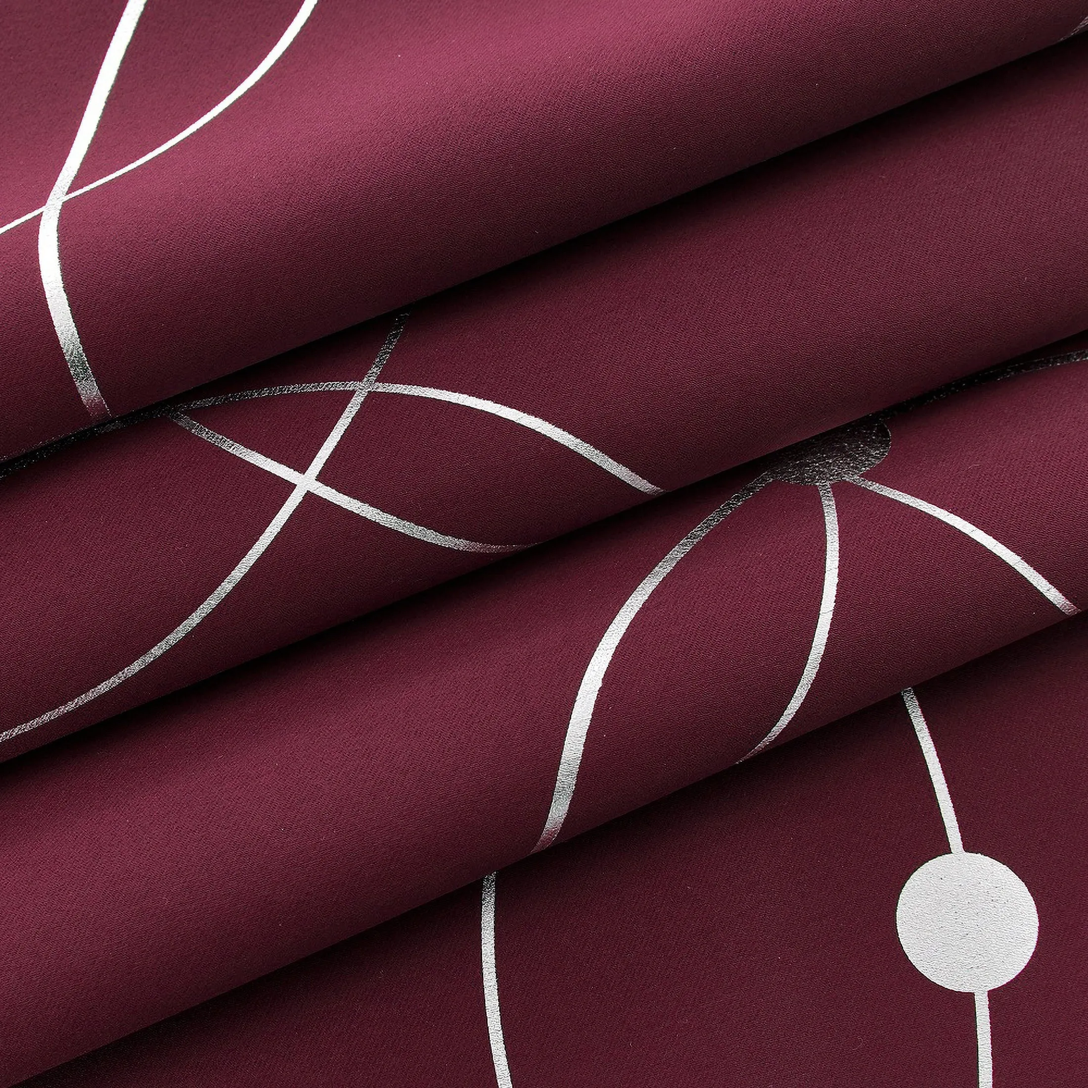 4 Blackout Curtains With Perforated Top Window Treatment, Perfect For Ultra Wide Windows, Triple Weave Design, With Circular And Circular Dots, Used For Bedrooms