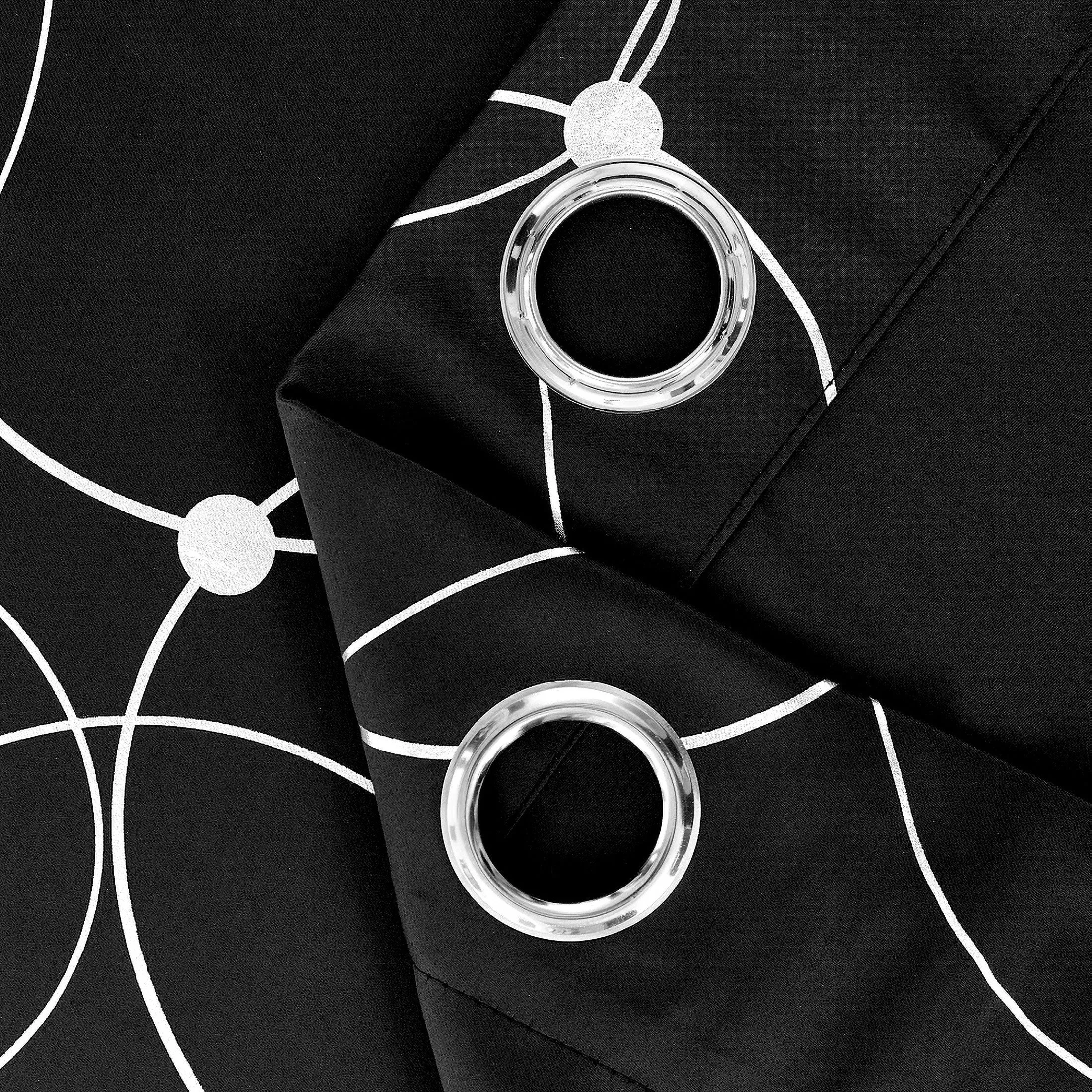 4 Blackout Curtains With Perforated Top Window Treatment, Perfect For Ultra Wide Windows, Triple Weave Design, With Circular And Circular Dots, Used For Bedrooms