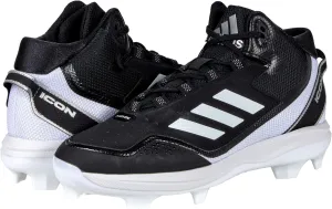 adidas Icon 7 Mid TPU Baseball Cleats Black/Silver Metallic/White