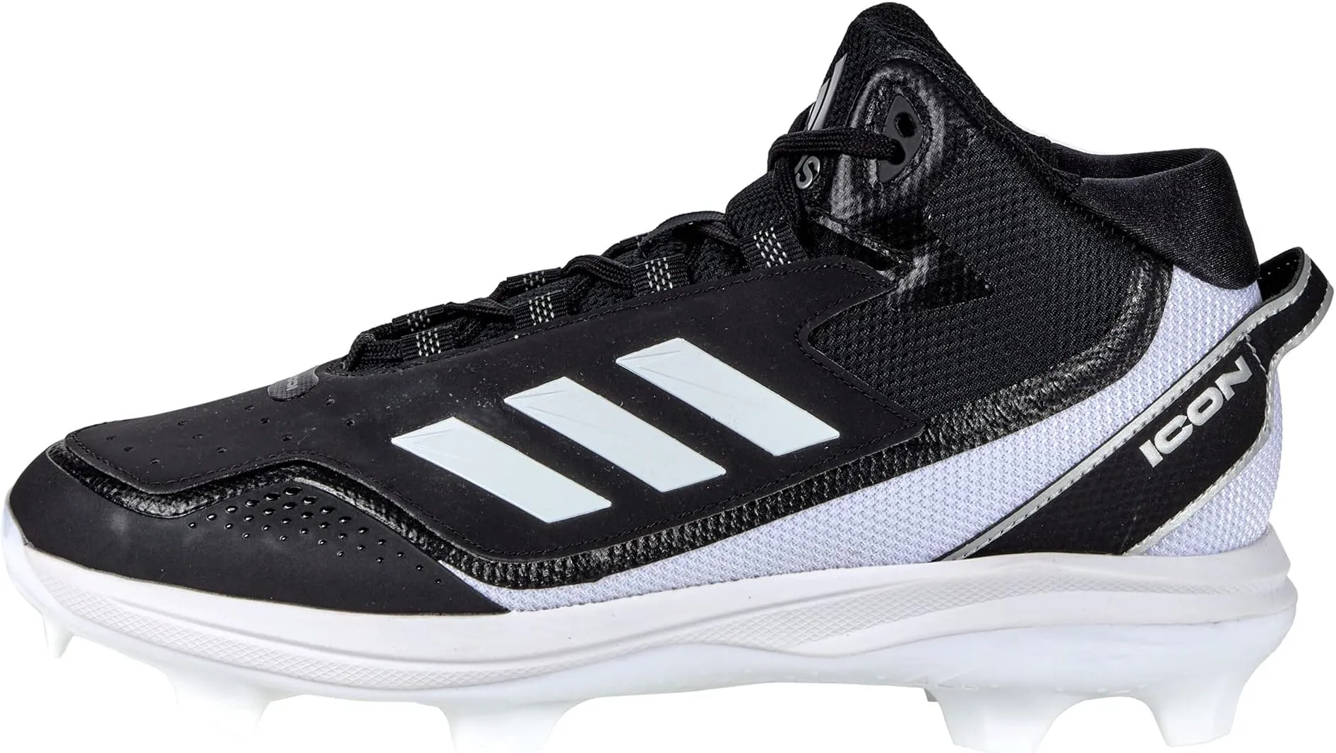 adidas Icon 7 Mid TPU Baseball Cleats Black/Silver Metallic/White