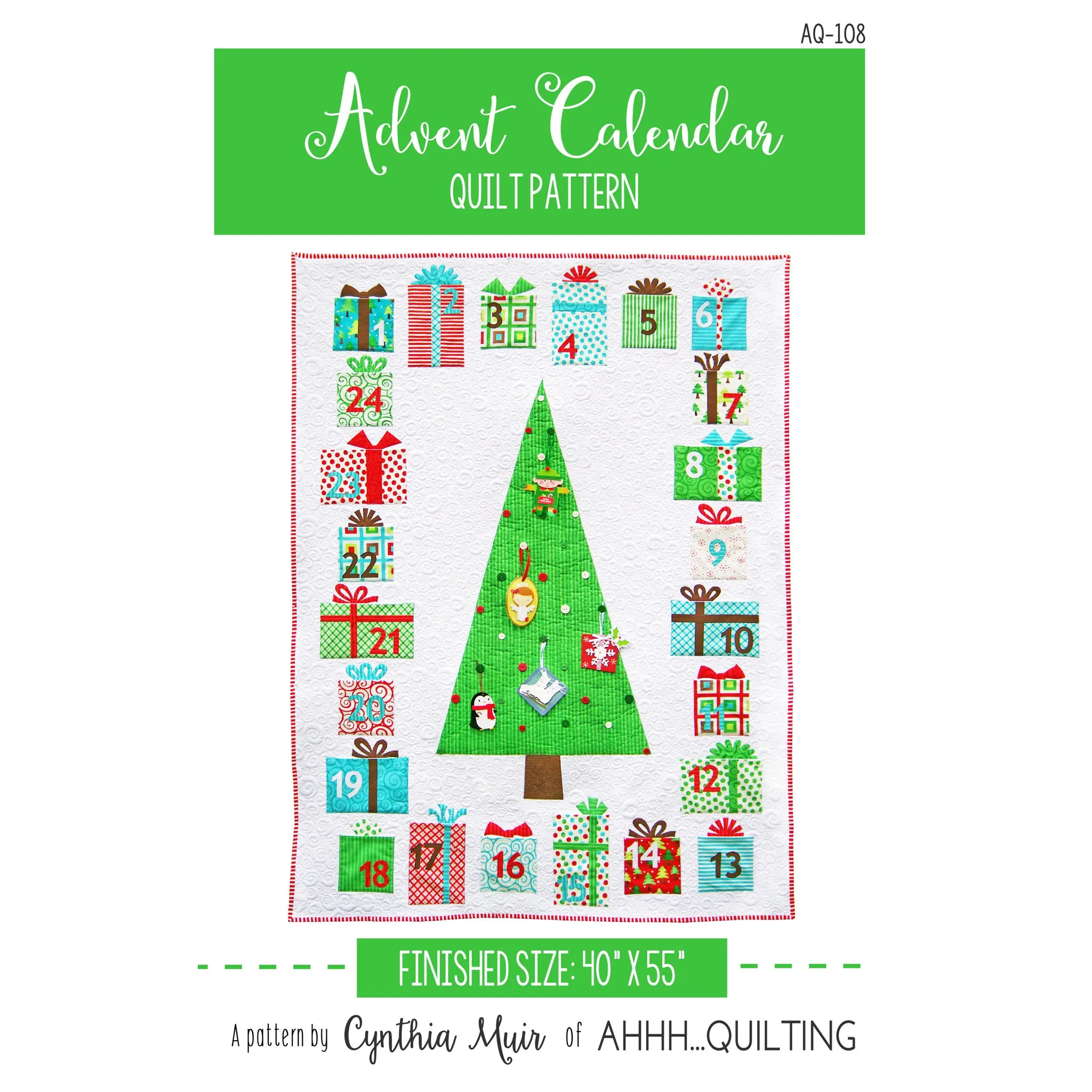 Advent Calendar Wall Hanging Quilt Pattern AQ-108w  - Wholesale Product