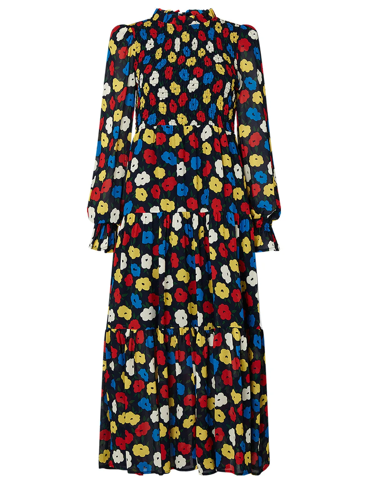 Betsy Navy Floral Shirred Maxi Dress