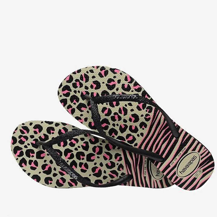 HAVAIANAS DUO SLIM ANIMAL BLACK