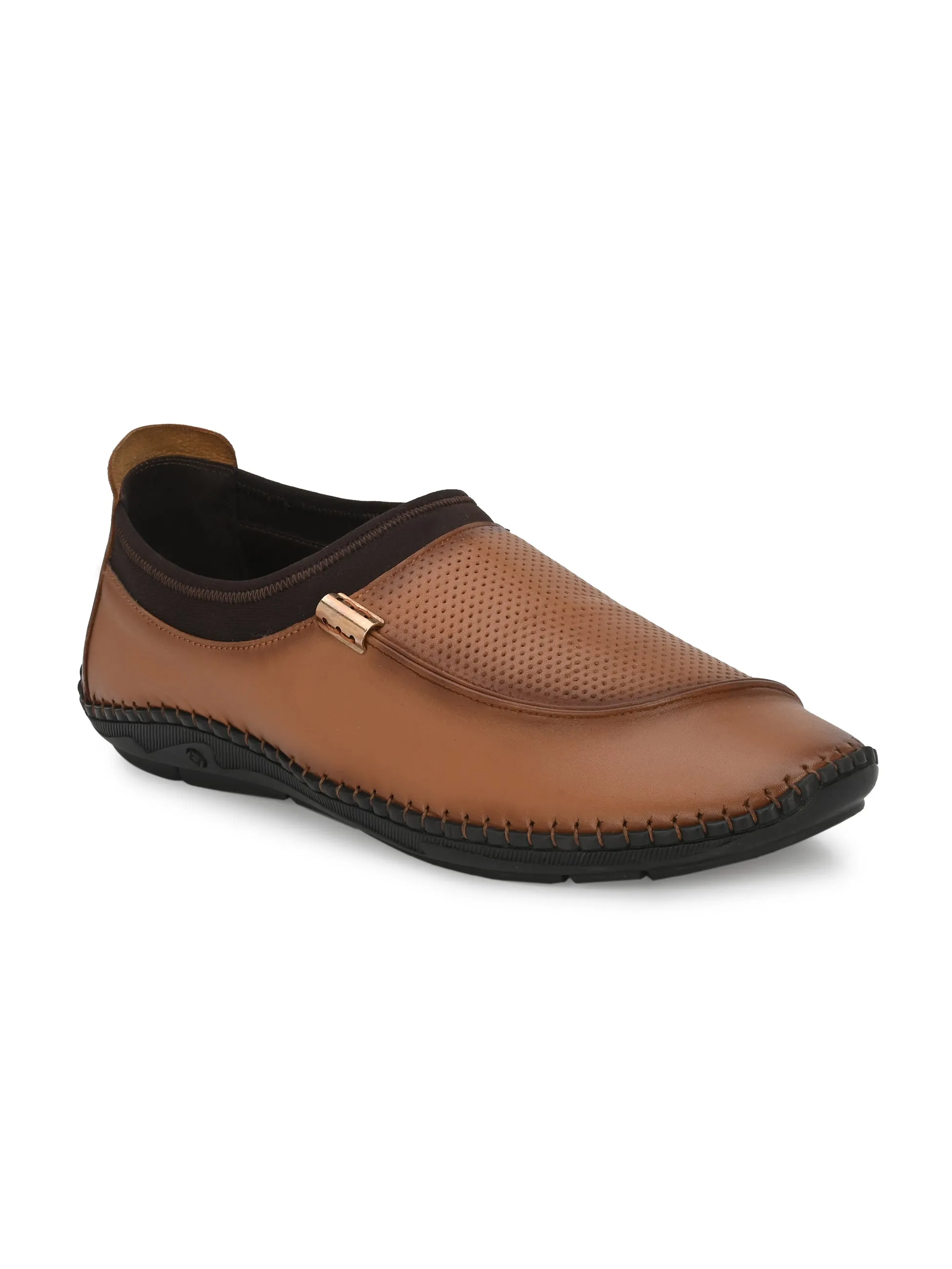 HITZ104 Men's Tan Leather Casual Slip-On Shoes