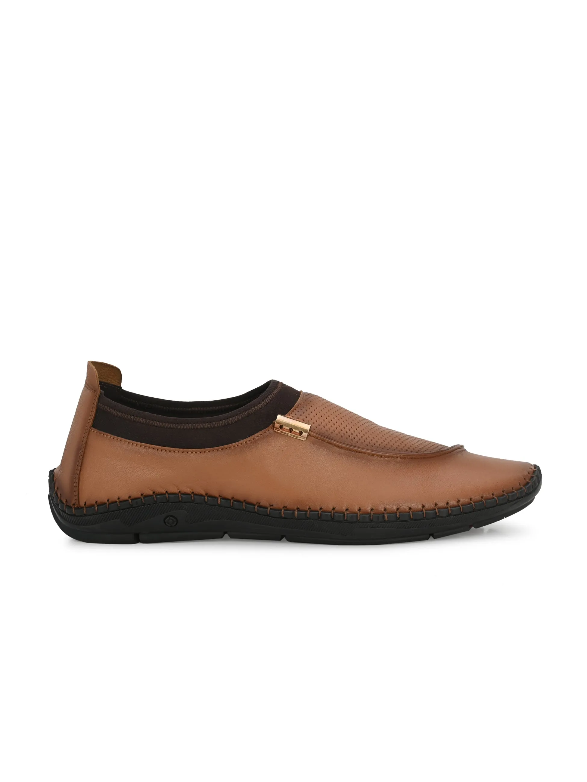 HITZ104 Men's Tan Leather Casual Slip-On Shoes