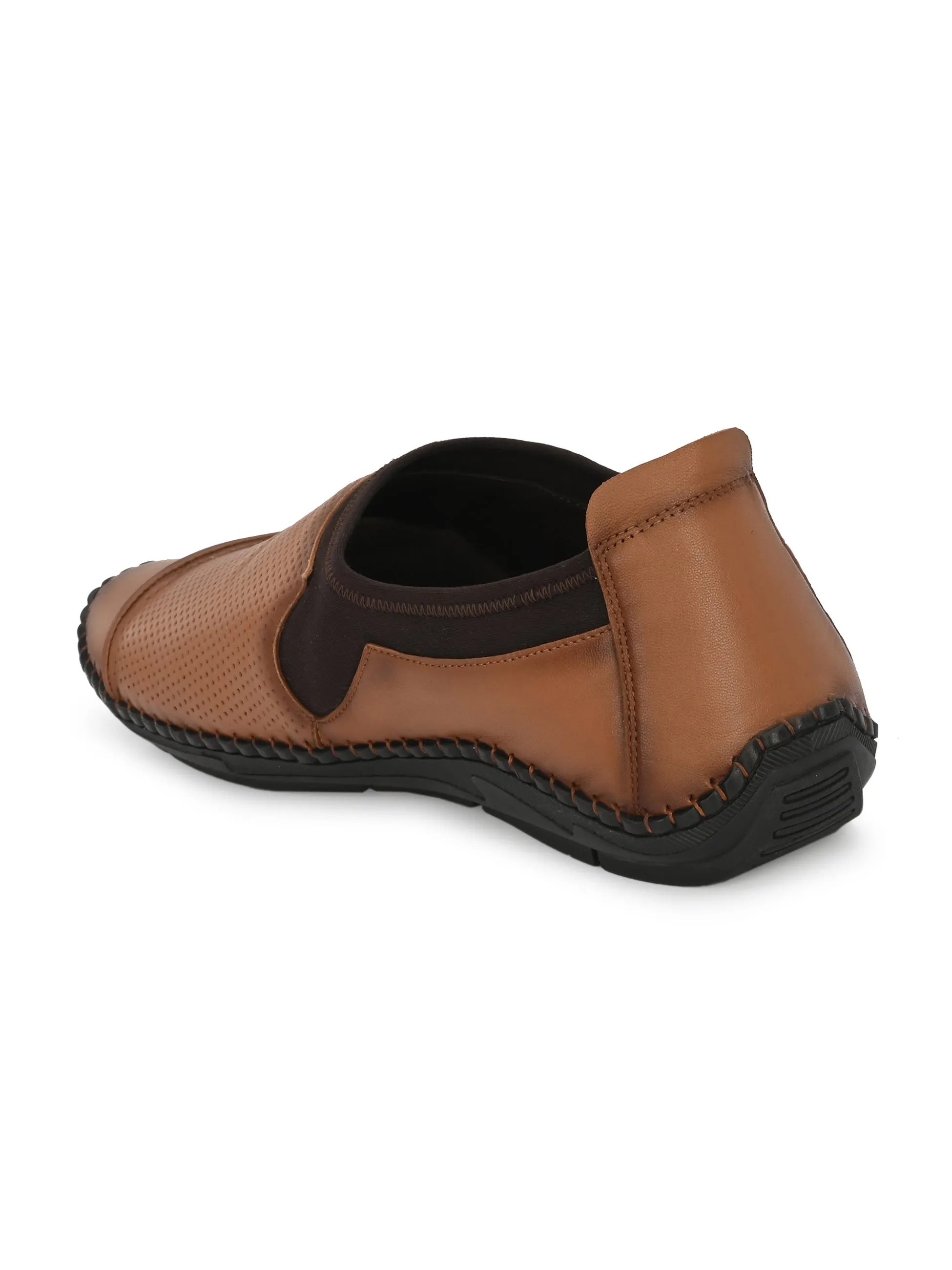 HITZ104 Men's Tan Leather Casual Slip-On Shoes