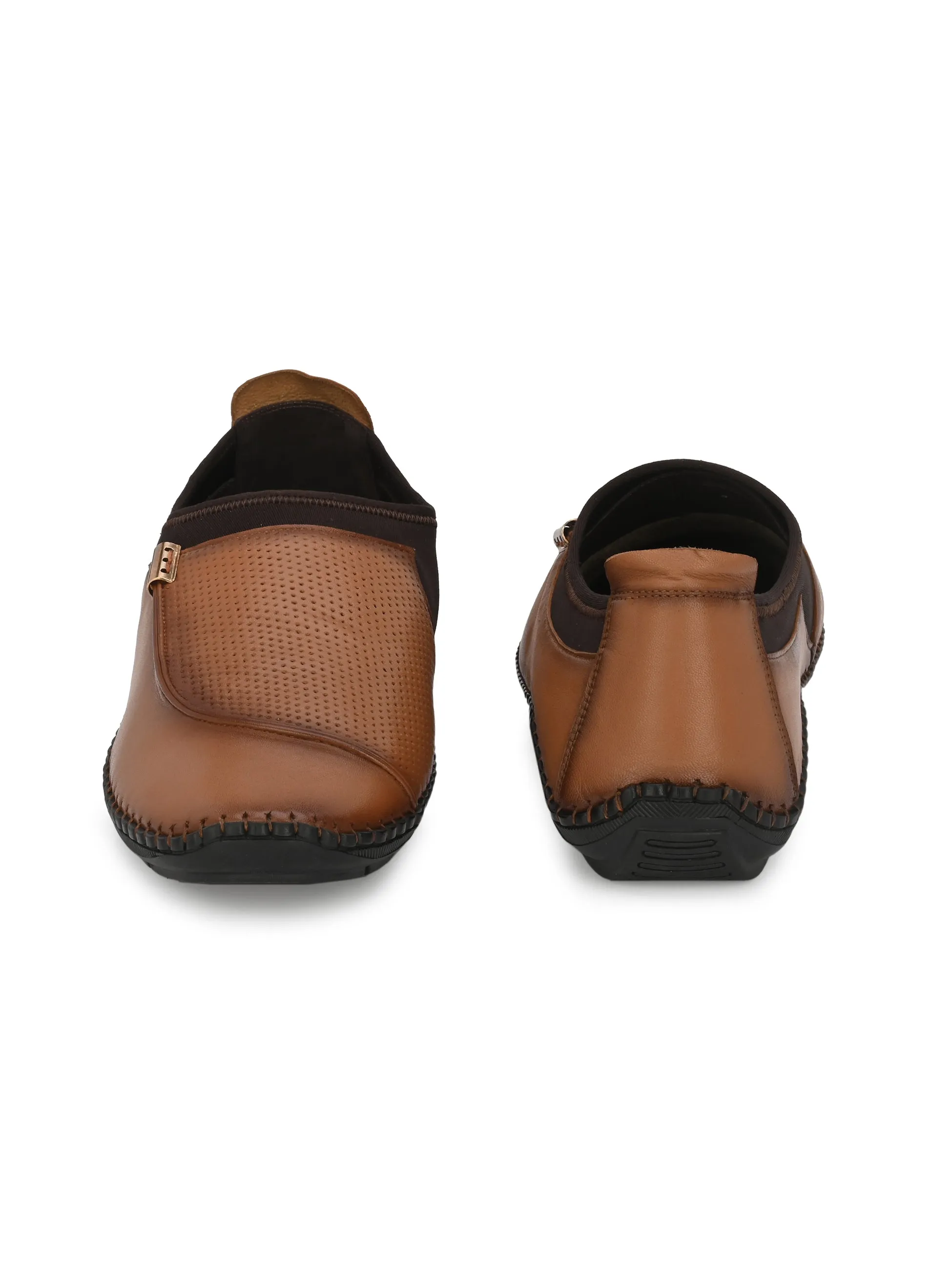 HITZ104 Men's Tan Leather Casual Slip-On Shoes
