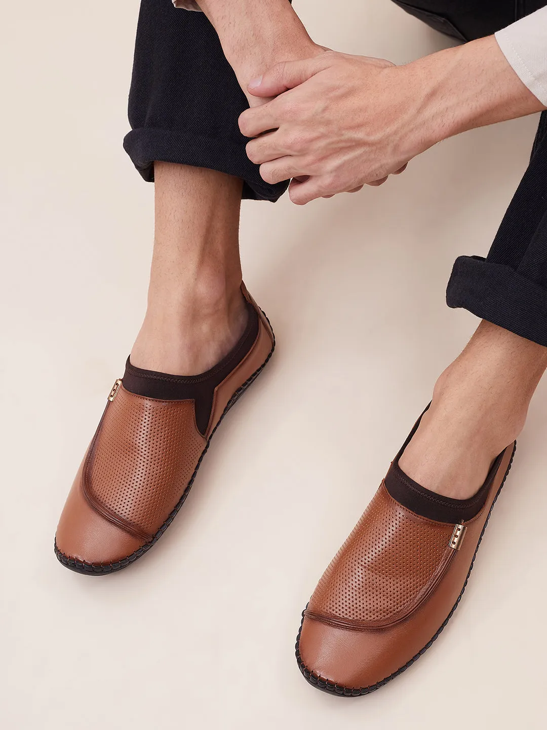 HITZ104 Men's Tan Leather Casual Slip-On Shoes