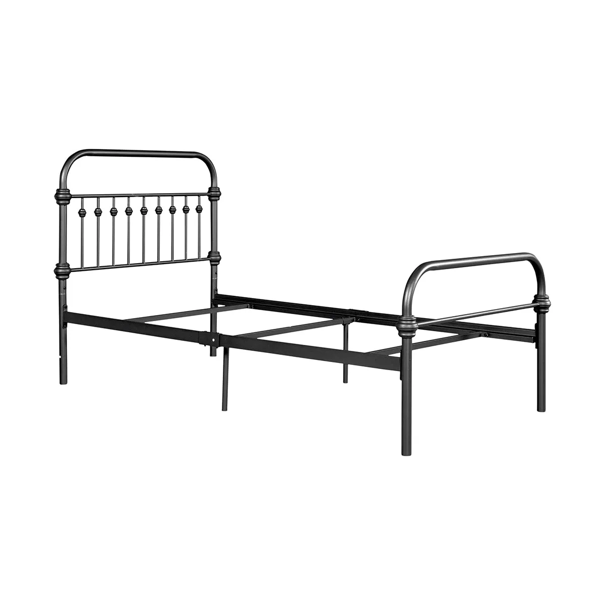 HomyCasa Black/White Modern Metal Bed - 3 Size: Full/Queen/Twin