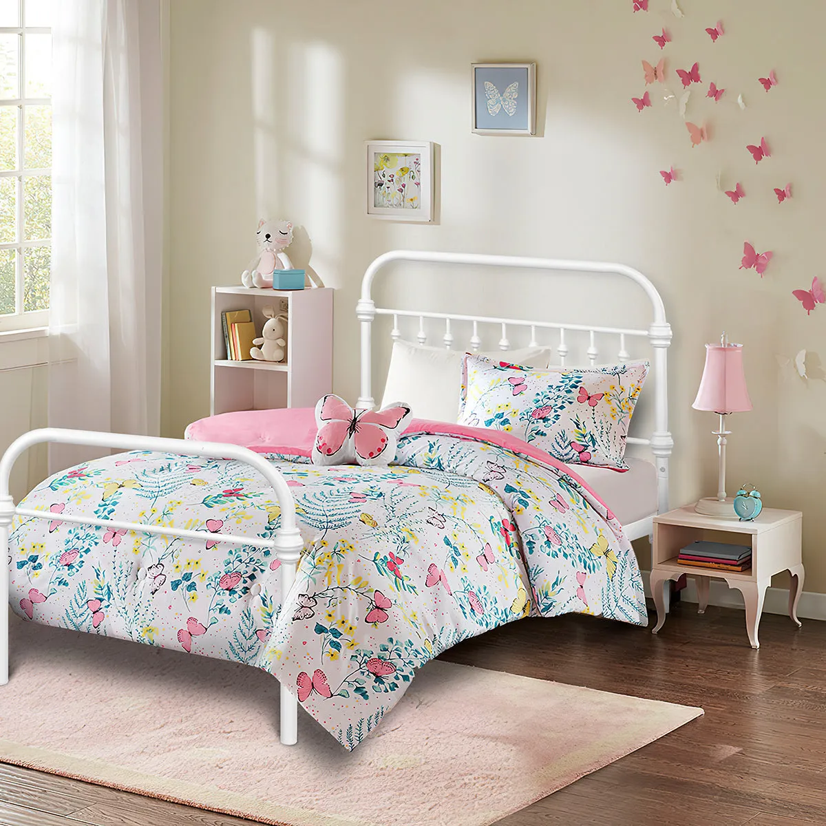 HomyCasa Black/White Modern Metal Bed - 3 Size: Full/Queen/Twin