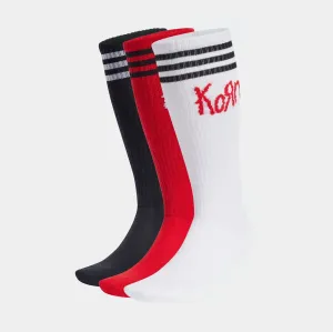 Korn Knee Length Mens Socks (Black/Red/White)