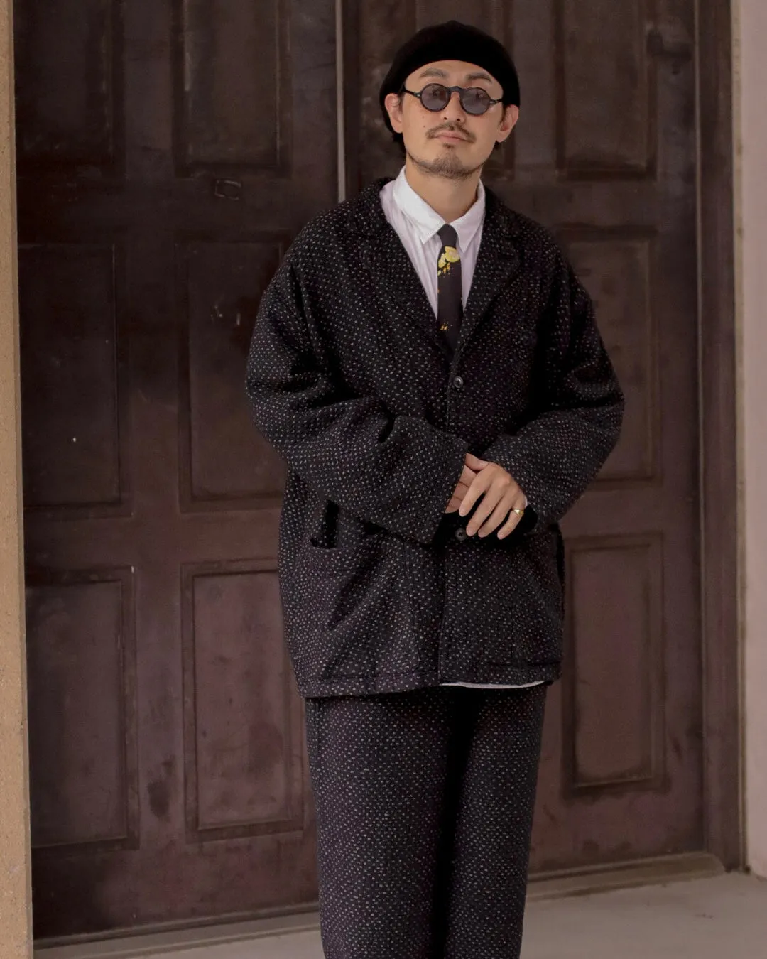 NEW SASHIKO PEACE PANTS -BLACK-