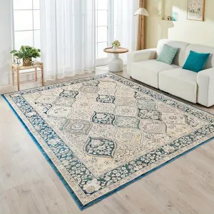Orhopui Area Rug Boho Machine Washable Rug Anti Slip Backing Rugs Stain Resistant Rugs for Living Room Bedroom Floor Carpets for Bedroom Large Rug Home Decor Area Rugs, Blue
