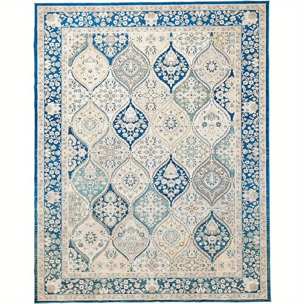 Orhopui Area Rug Boho Machine Washable Rug Anti Slip Backing Rugs Stain Resistant Rugs for Living Room Bedroom Floor Carpets for Bedroom Large Rug Home Decor Area Rugs, Blue