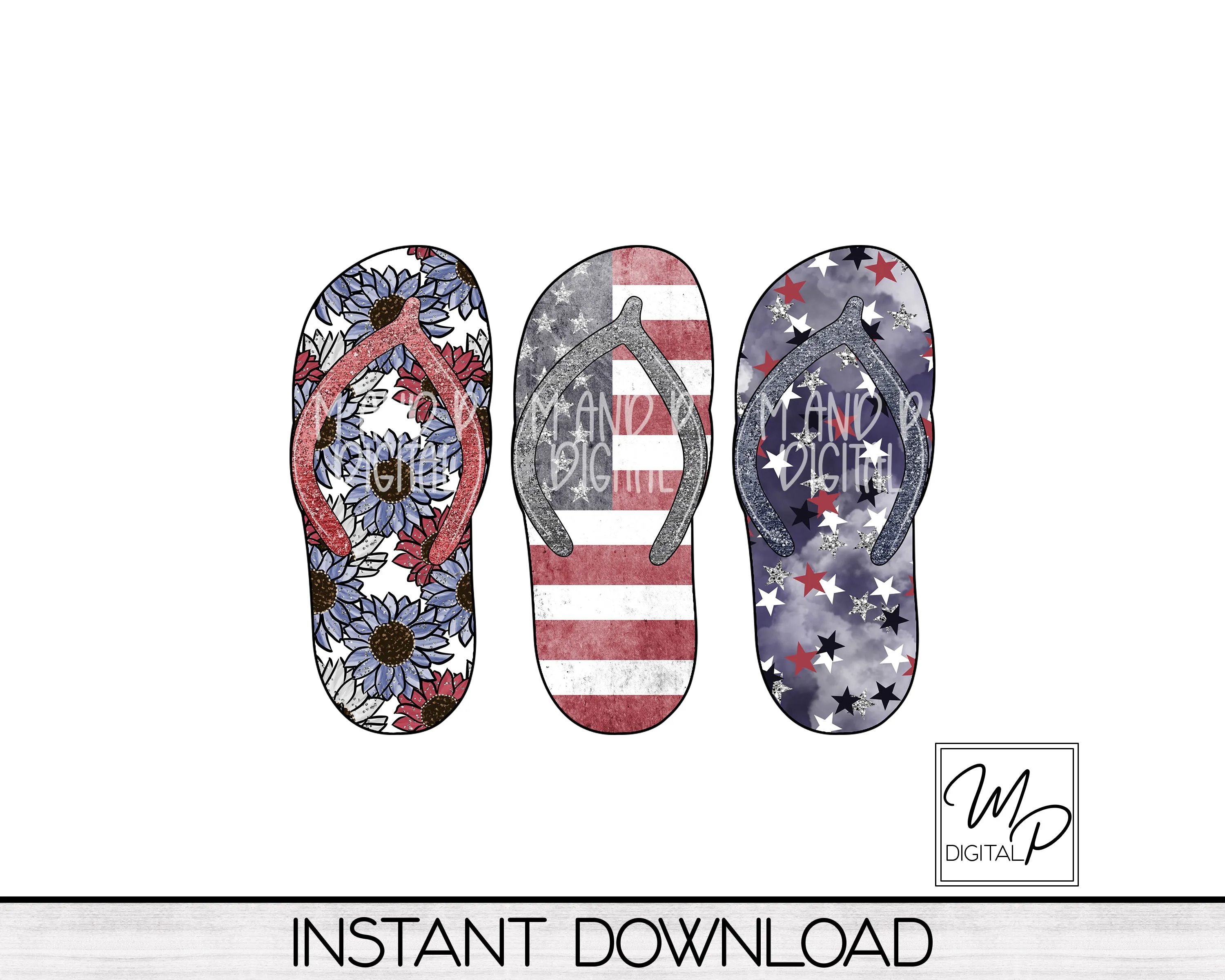 Patriotic Flip Flop Earrings Bundle Sublimation PNG Design, Digital Download