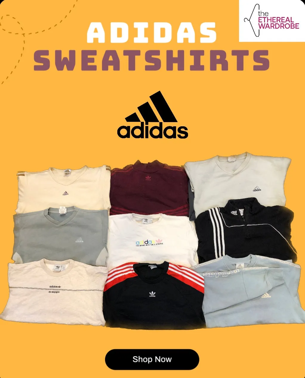 Premium Adidas sweatshirts including vintage pcs and mostly embroidered logos