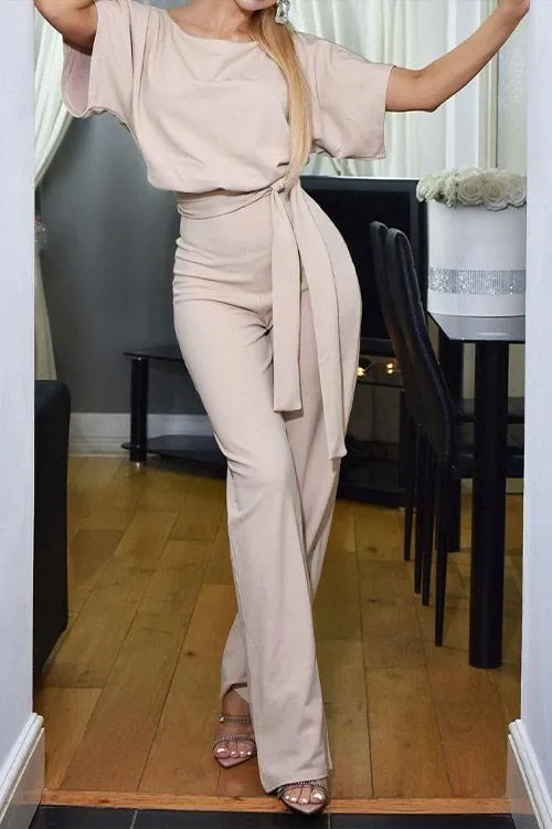 Short Sleeve Knot Jumpsuit