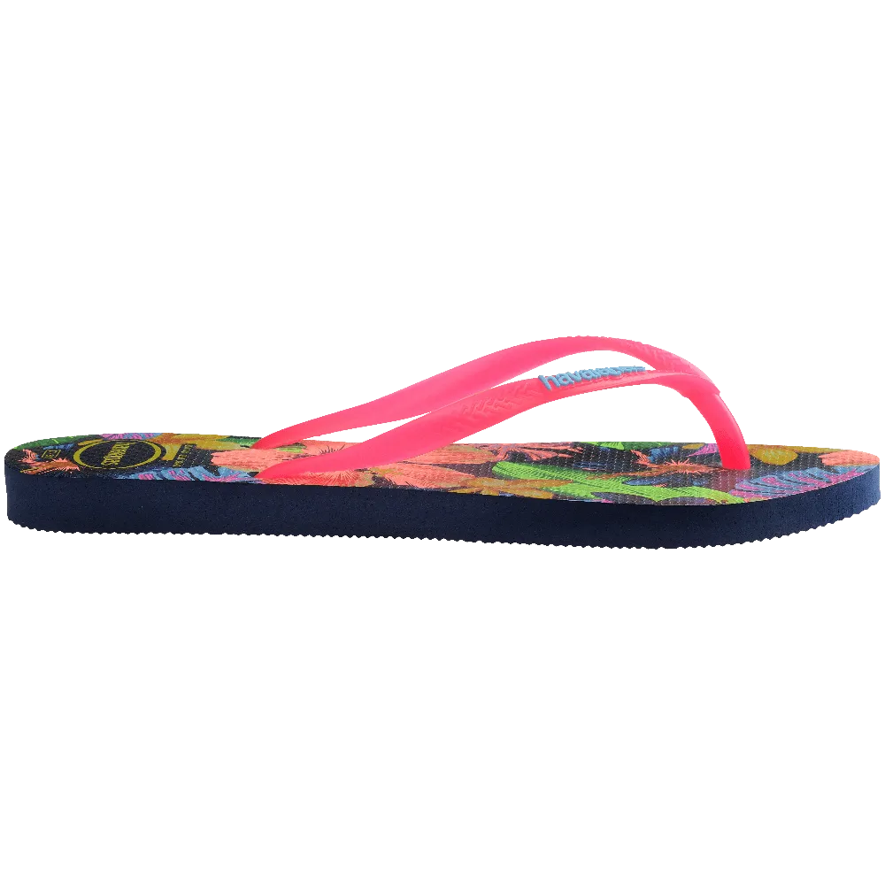 Slim Floral Neon Flip Flops