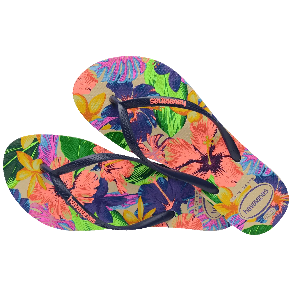 Slim Floral Neon Flip Flops